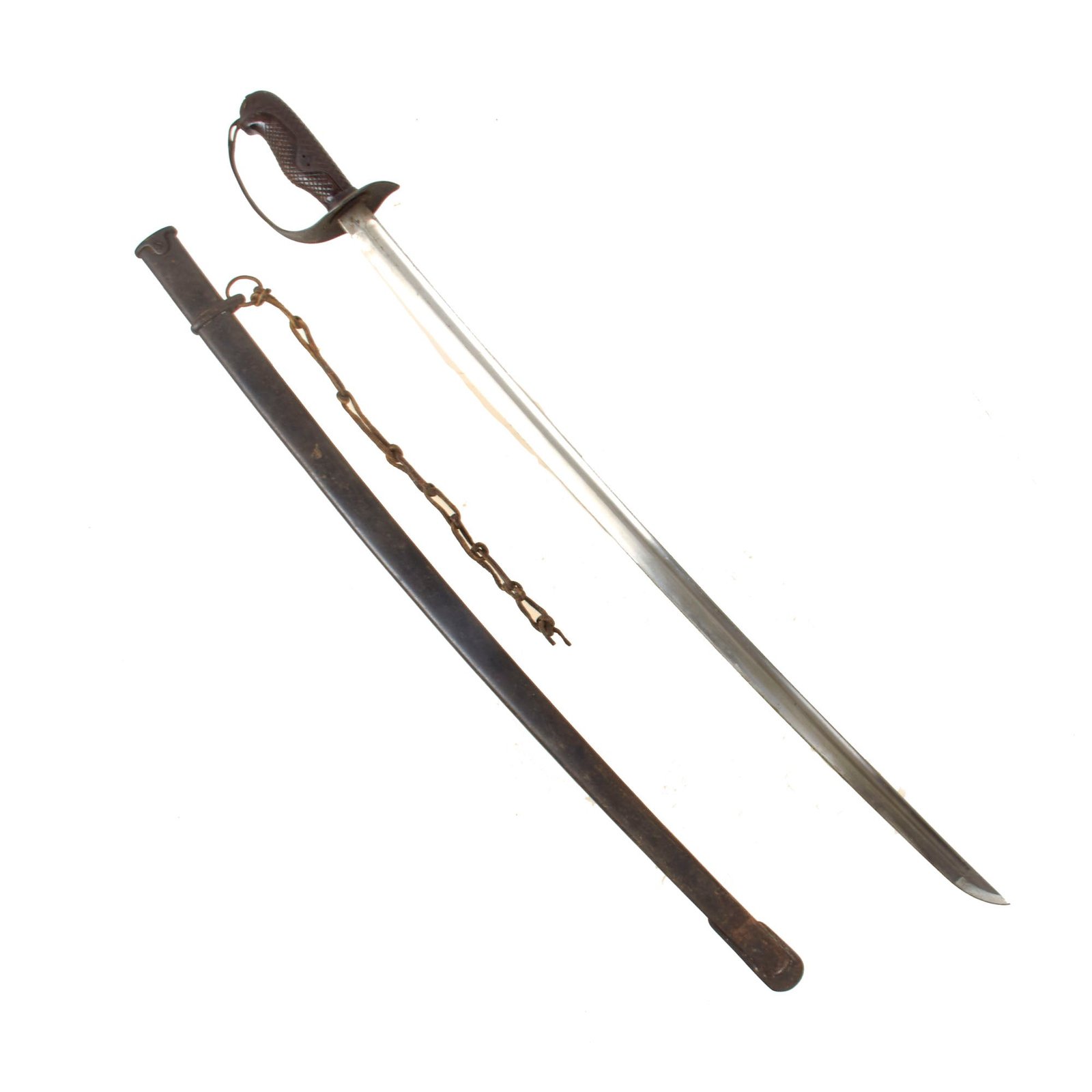 Original Japanese WWII M1899 Type 32 "Otsu" 2nd Pattern Cavalry Saber with Scabbard & Partial Leather Sword Thong - Serial 128112