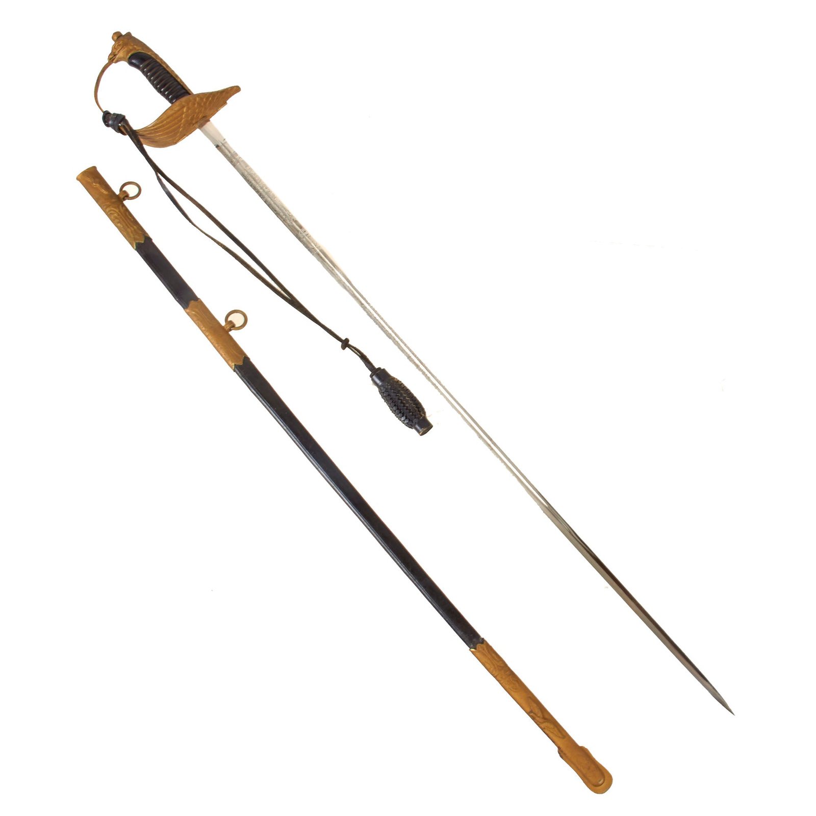 Original Italian WWII German-Made Model 1923 Regia Aeronautica Air Force Pilot Officer Sword With Scabbard & Knot by EBS of Solingen