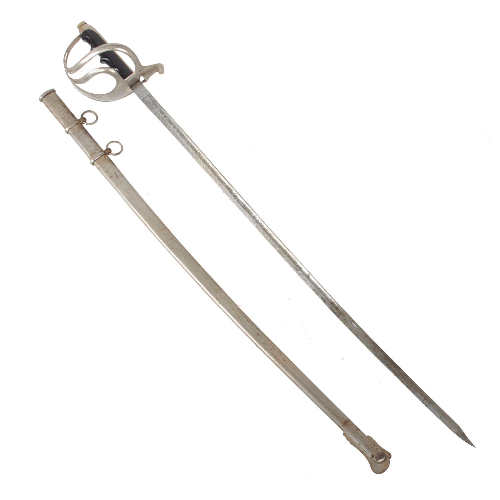 Original Italian Pre-WWI Model 1888 Cavalry Officer’s Sword with Etched Blade & Scabbard