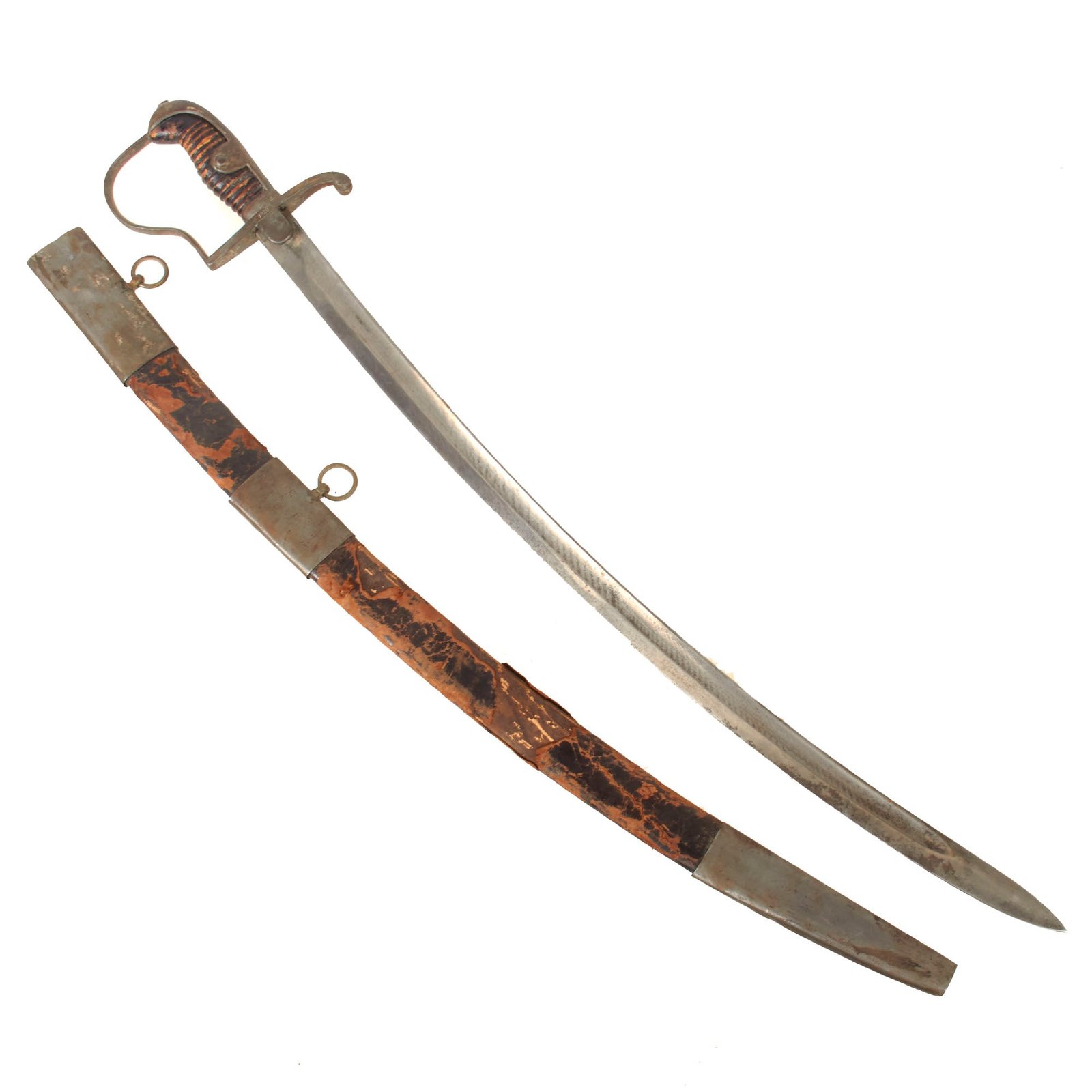 Original Imperial German WWI Artillery Officer's Sword by Simson & Co. of Suhl Dated 1915 with 1920 Landespolizei Unit Marking & Rare Leather Variant Scabbard