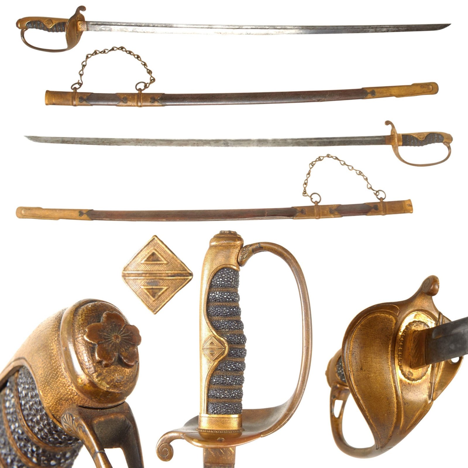 Original Imperial Japanese WWII Taiwan Occupation Hannin Level Colonial Official Sword with Shark-Skin Scabbard