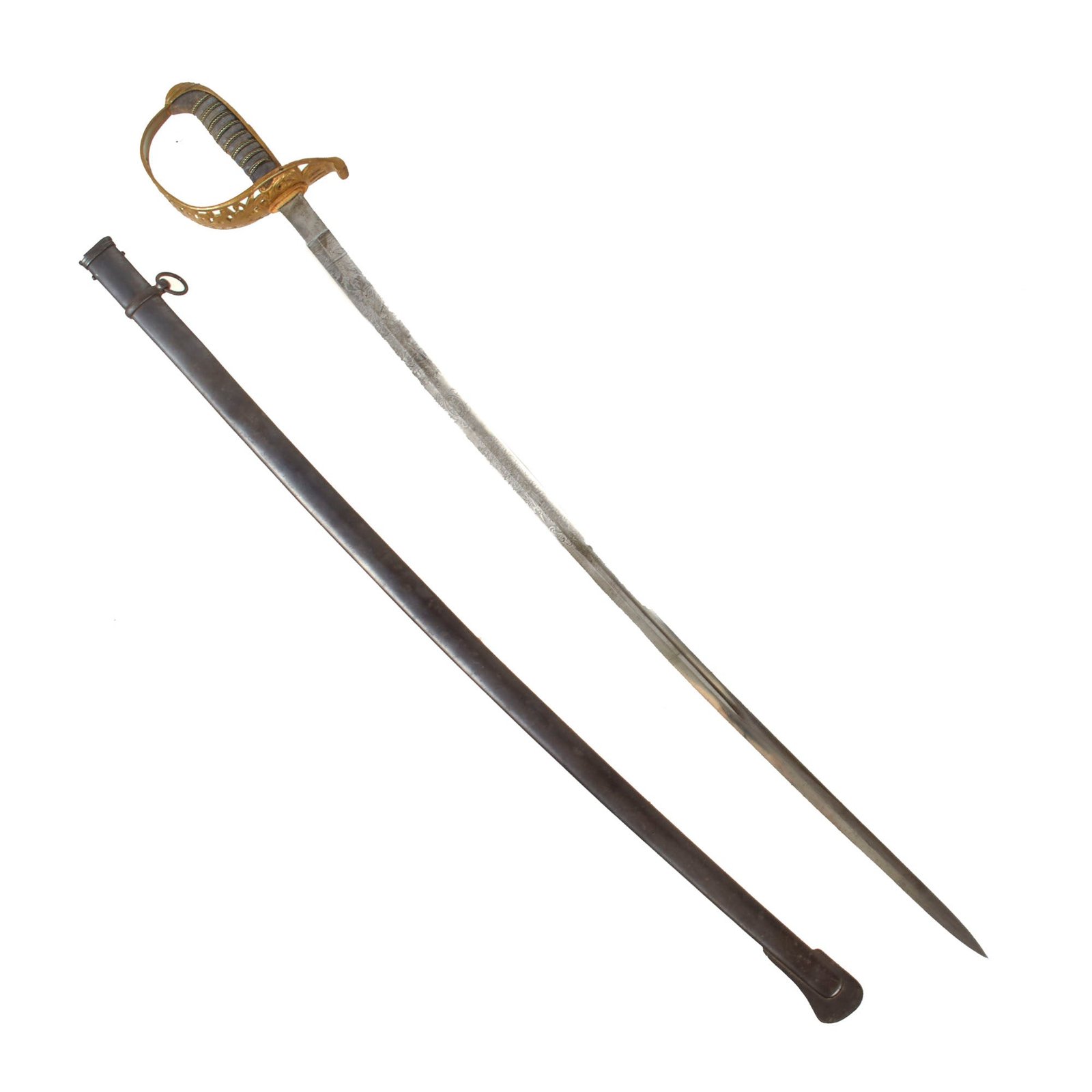 Original Imperial German Pre-WWI Triple-Etched Officer’s Sword with Filigreed Guard and Scabbard by Clemen & Jung