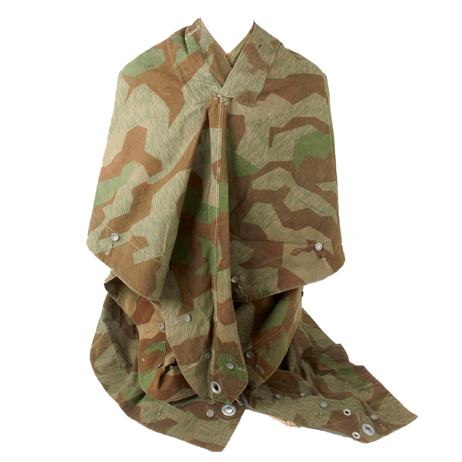 Original German WWII Zeltbahn Tent Quarter & Poncho in Splinter Pattern Reversible Camouflage by Wetzlar Garbenheim - Dated 1940