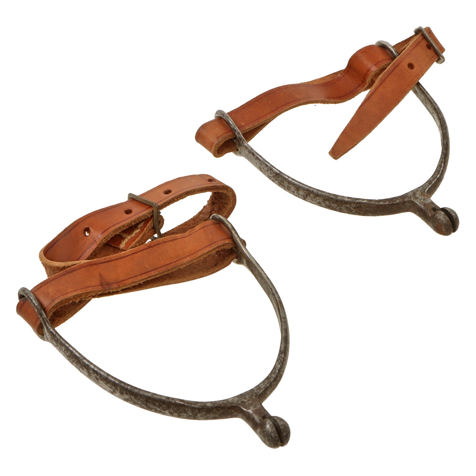Original German WWII Set of Cavalry Spurs with Original Leather Straps by L&F