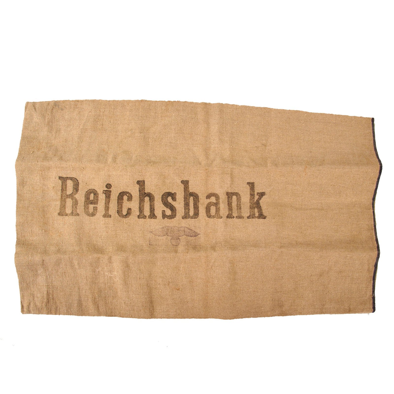 Original German WWII Reichsbank National Bank Burlap Money Bag - 13 3/4" x 23"