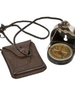 Original German WWII Compass by Richtung Bezard in Leather Pouch with Lanyard