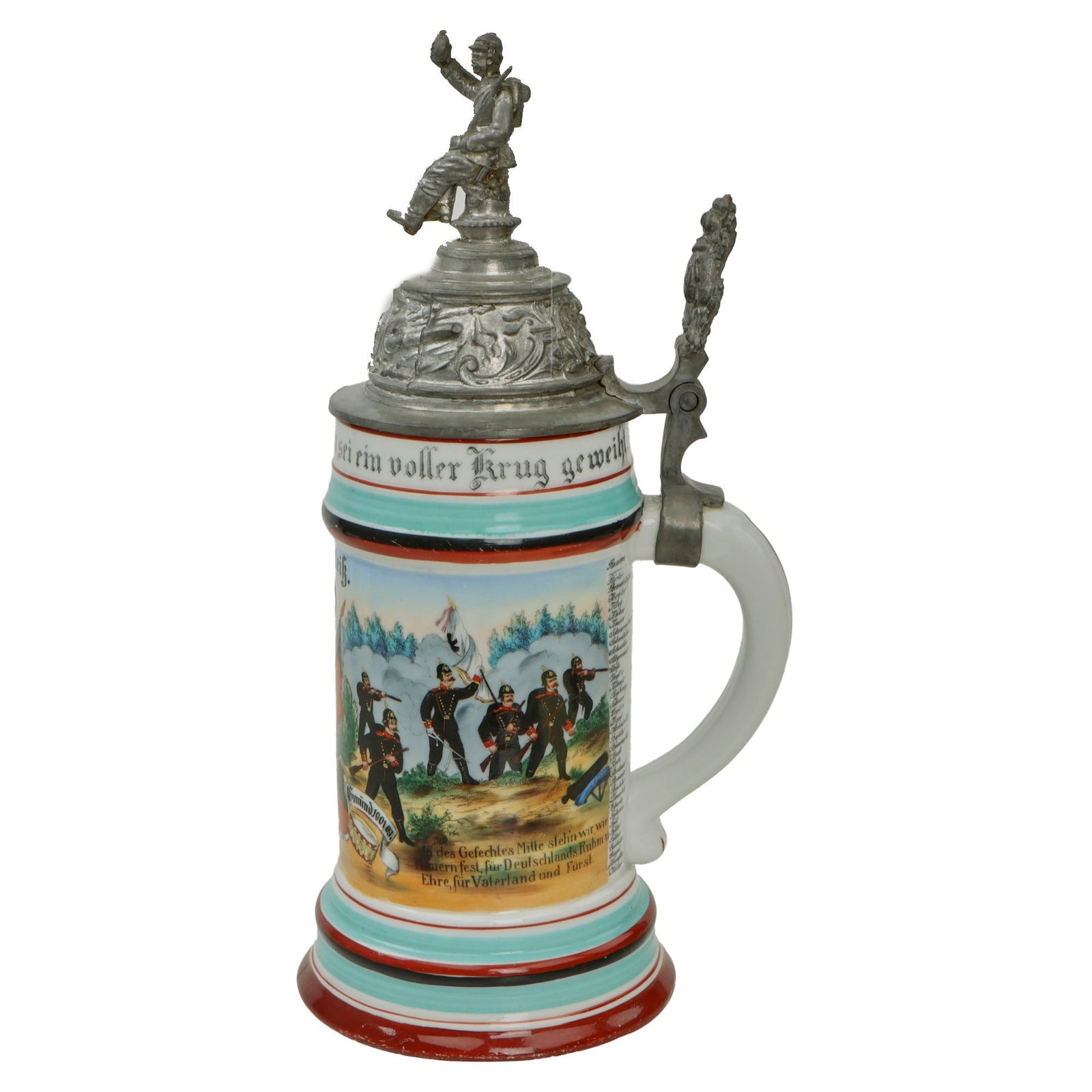 Original Imperial German WWI Era 180th (10th Württemberg) Infantry Regiment Beer Stein with Hinged Lid - Dated 1901-1903