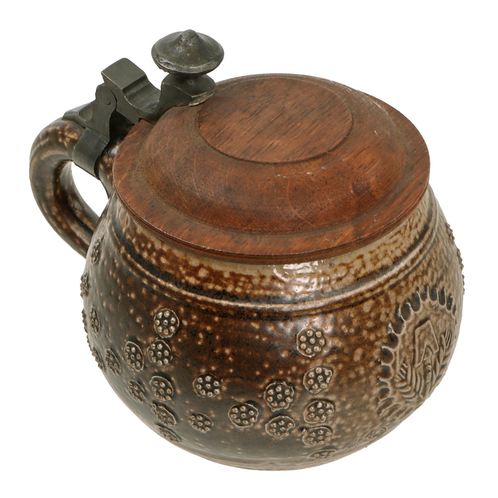 Original German Pre-WWII NSAD RAD Reichsarbeitsdienst National Labor Service Lidded Beer Stein with Wooden Lid - Dated 1936