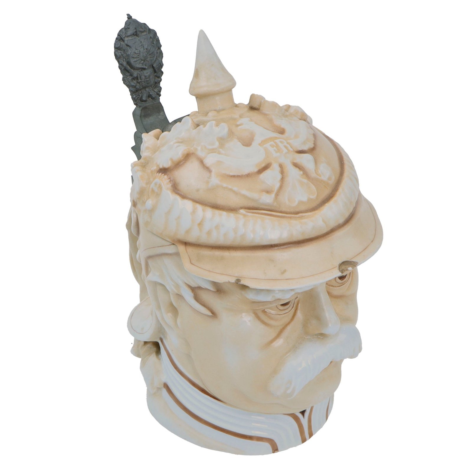 Original Imperial German WWI Era Portly Character Otto von Bismarck Stein with Hinged Lid by Musterschutz