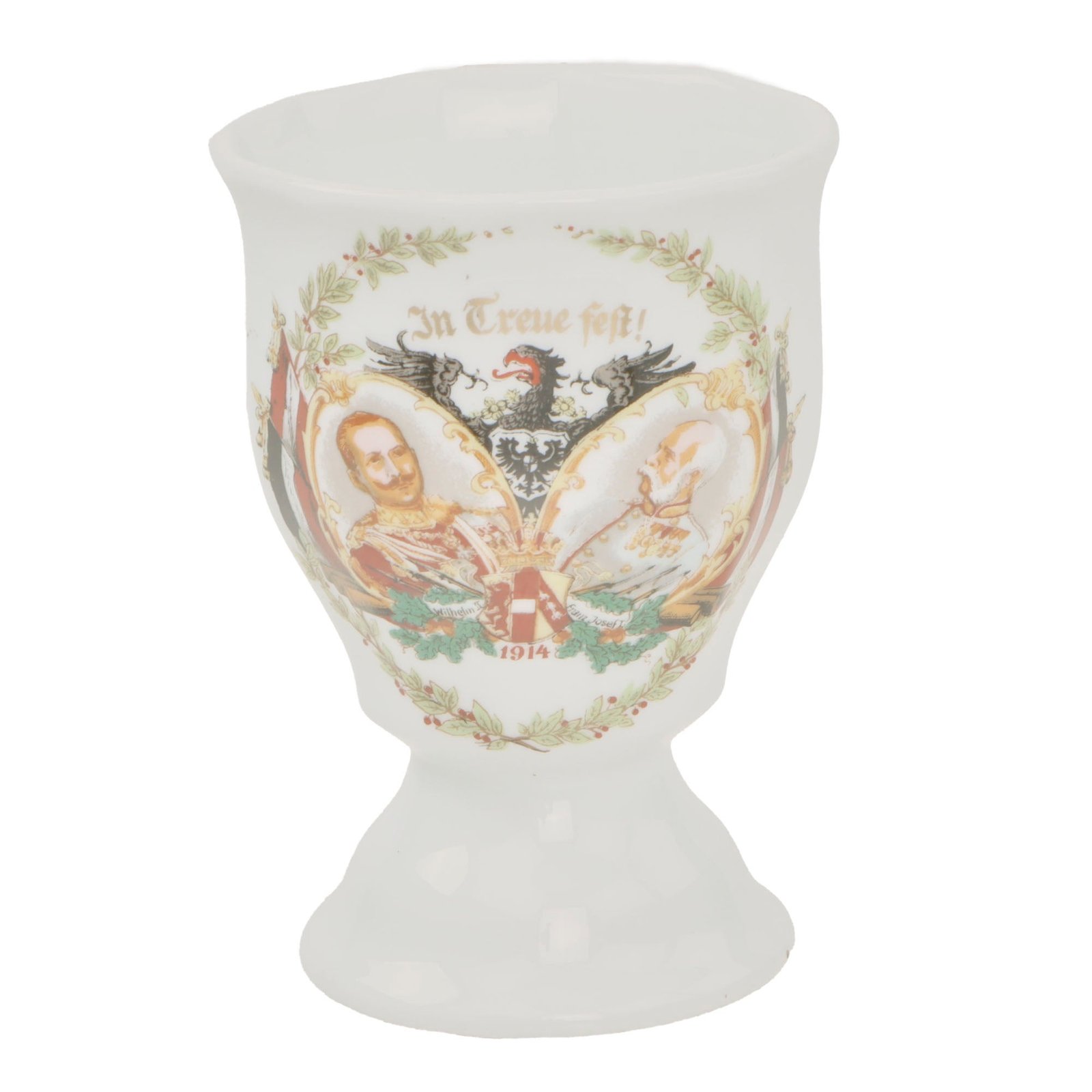 Original Imperial German WWI “In Treue Fest” Austro-Hungarian & German Unity Porcelain Goblet