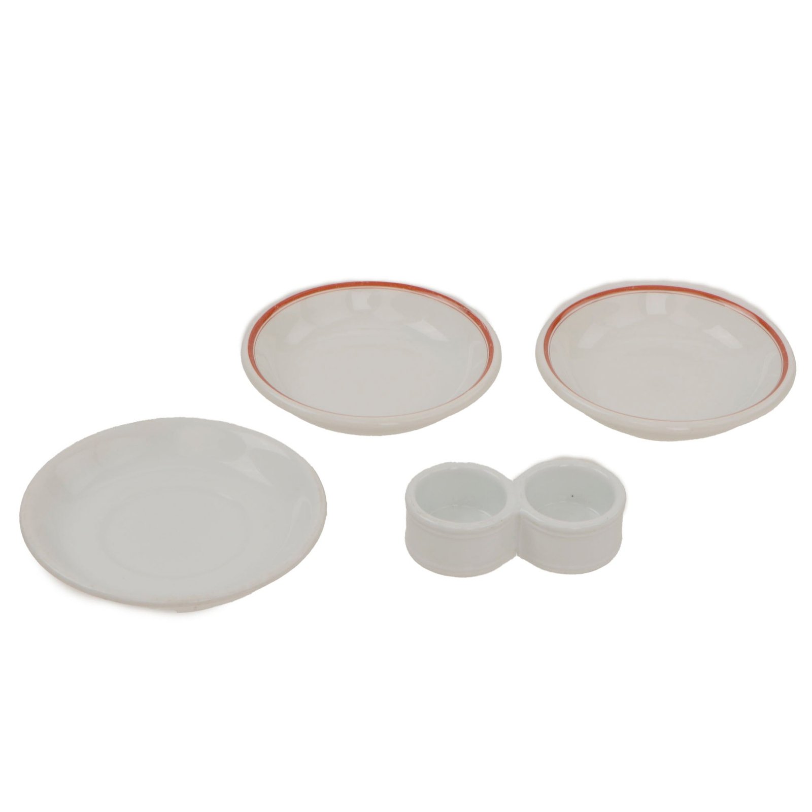 Original German WWII Lot of Four NSDAP and RAD Porcelain Items by Rosenthal - Saucers with Salt and Pepper Cellar