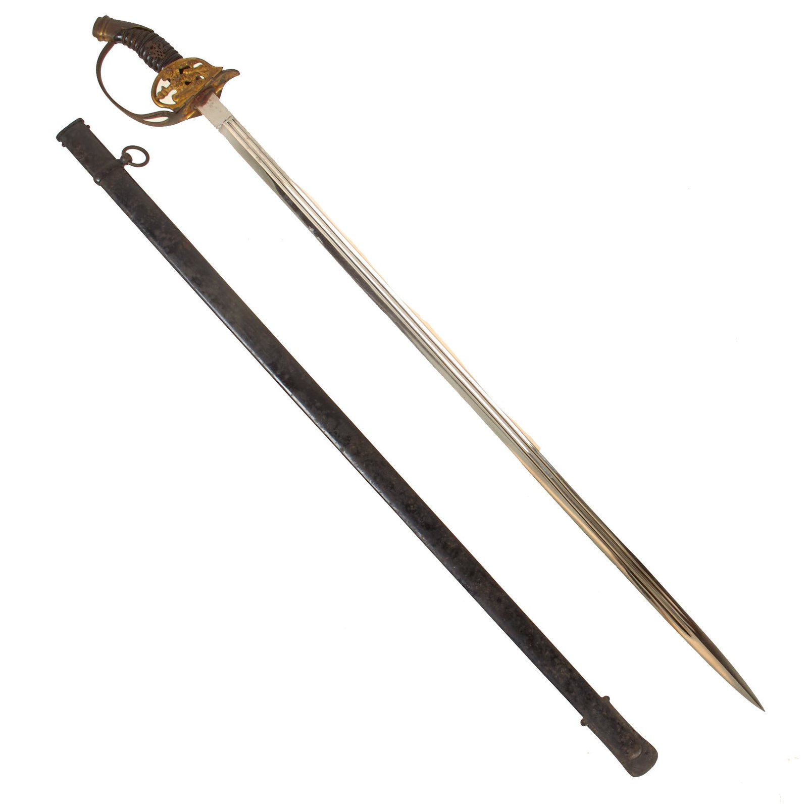 Original Imperial German WWI Model 1889 Prussian Infantry Officer Sword with Scabbard