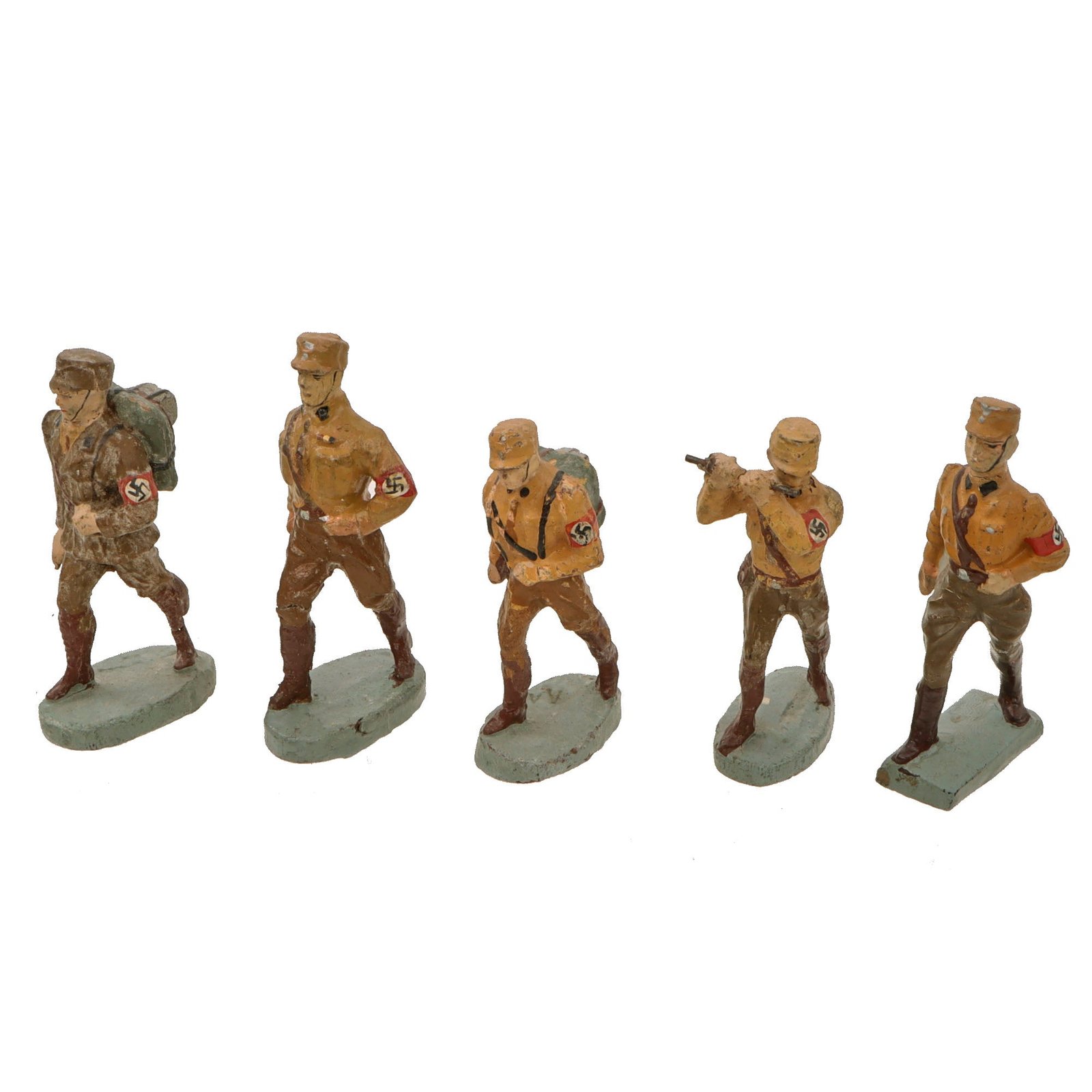 Original German WWII Elastolin & Lineol SA "Brownshirt" Composition Figure Marching Troopers