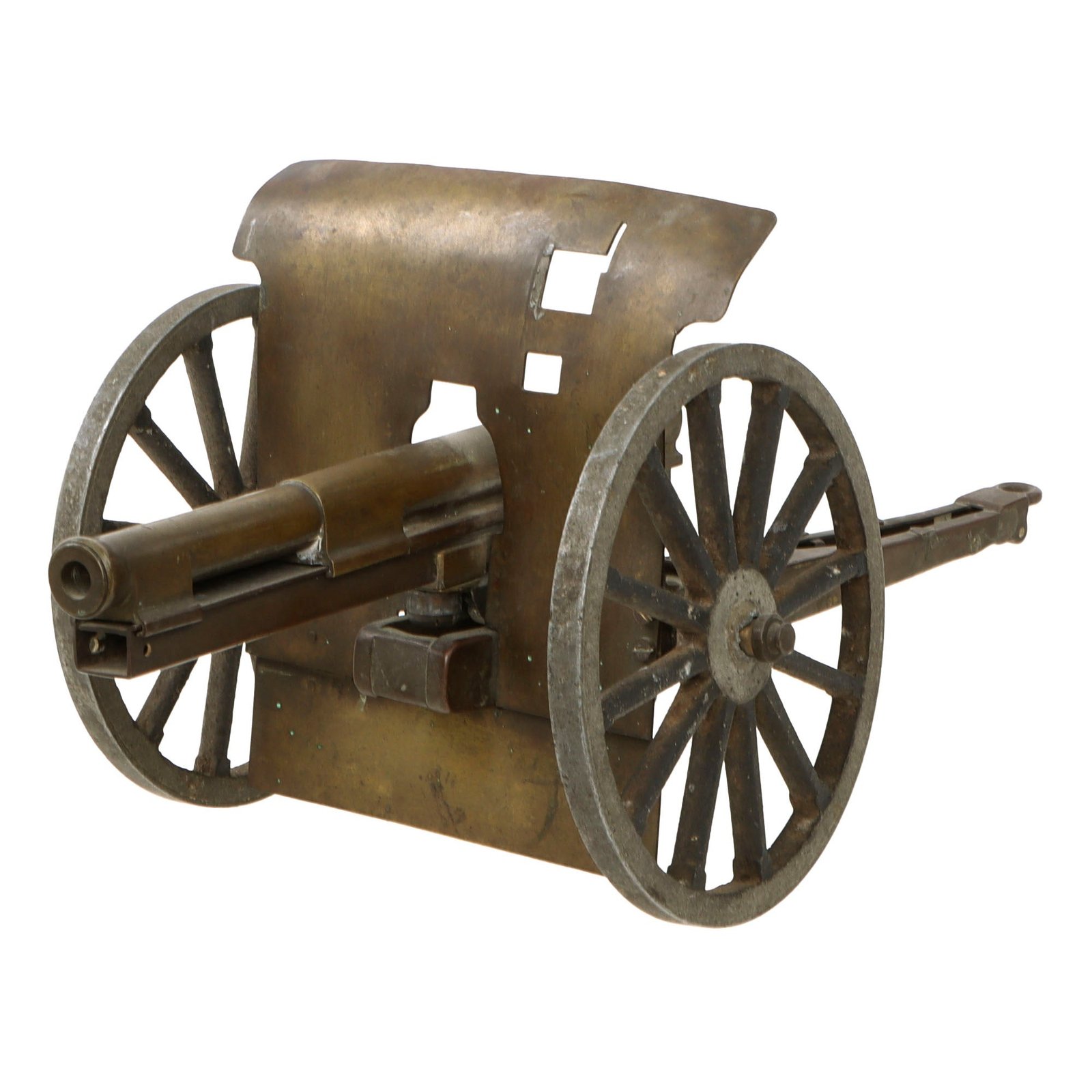 Original Imperial German WWI Era Bronze Model Krupp 7.5 cm Model 1903 Field Gun