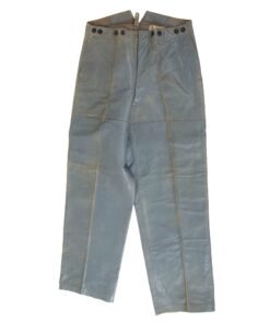 Original German WWII 1942 Dated Kriegsmarine U-Boat Blue Grey Leather Trousers by Thiel & Ergenzinger