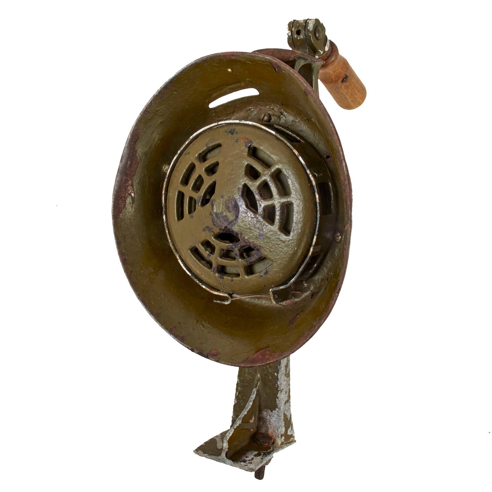 Original German WWII Complete Bakelite & Metal Hand-Crank Air Raid Siren by Helin - Handsirene - Dated 1940