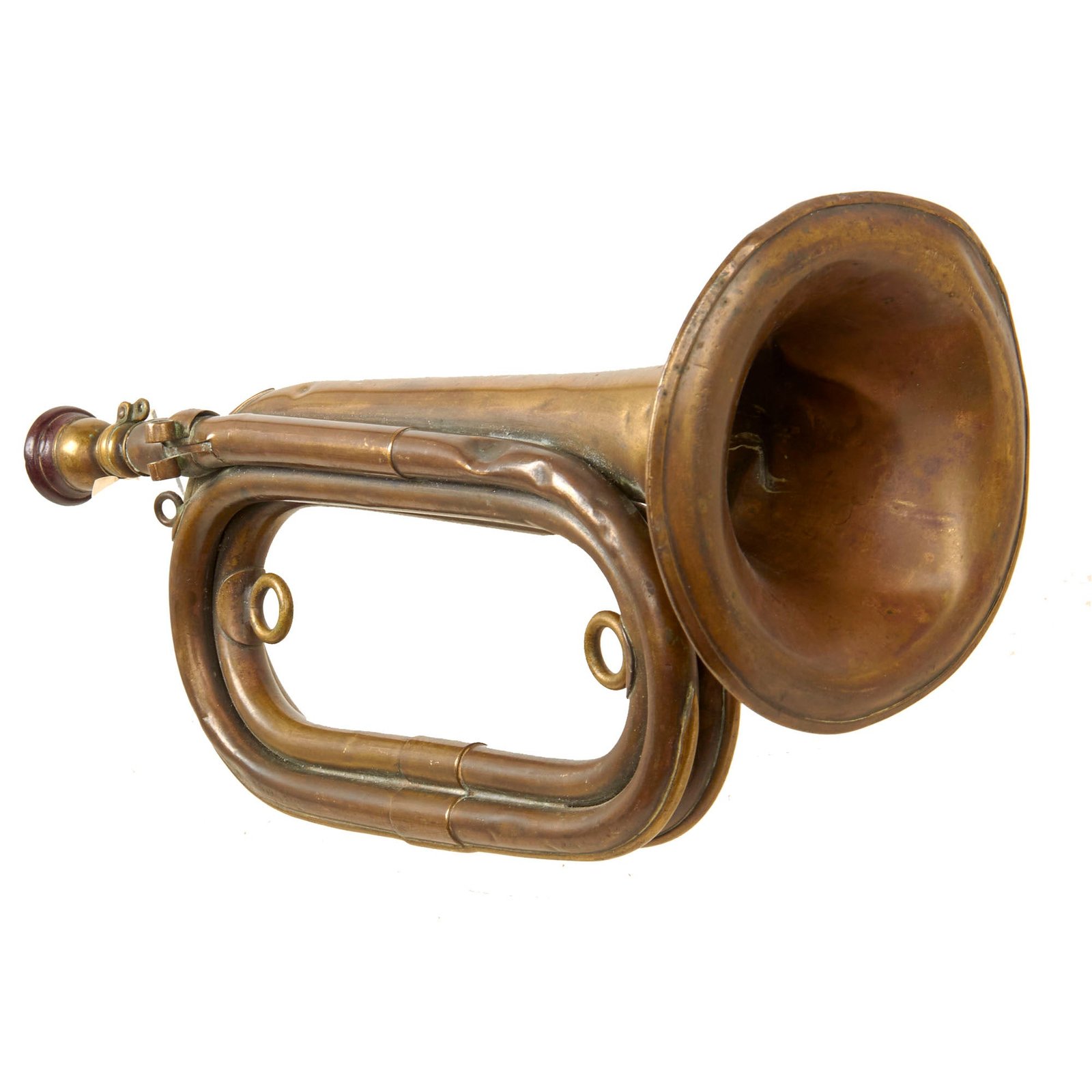 Original WWII Imperial Japanese Military Brass Bugle with Marked Bakelite Mouthpiece