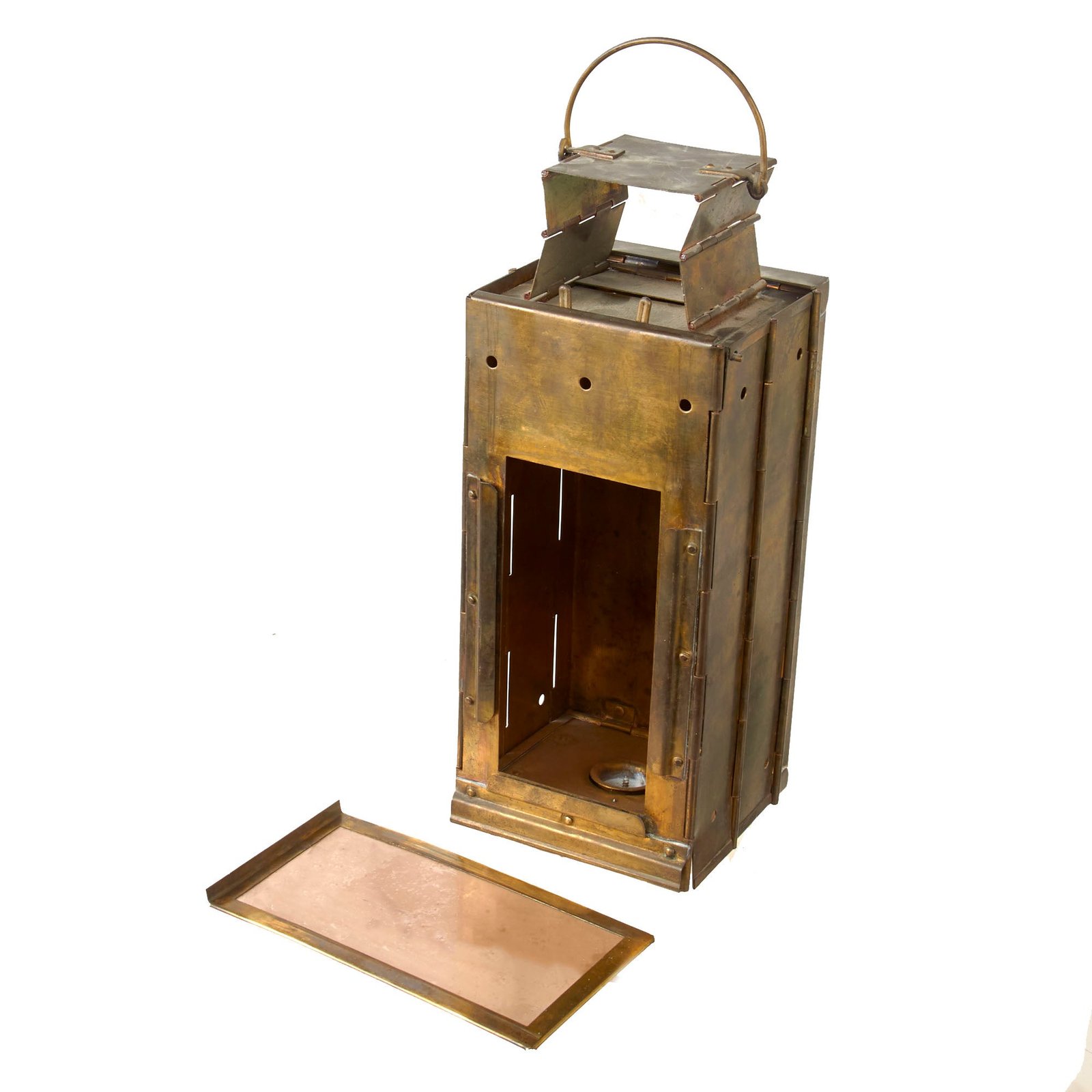 Original Imperial German Pre-WWI Folding Brass Candle Lantern by R.A.