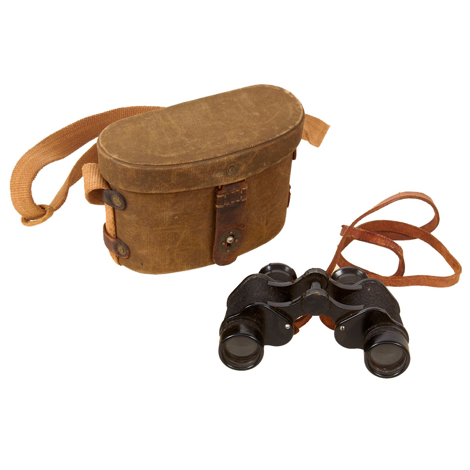 Original Imperial Japanese WWII Orion 8 x 26 Binoculars by Nikko in Tropical Case with Canvas Carrying Strap