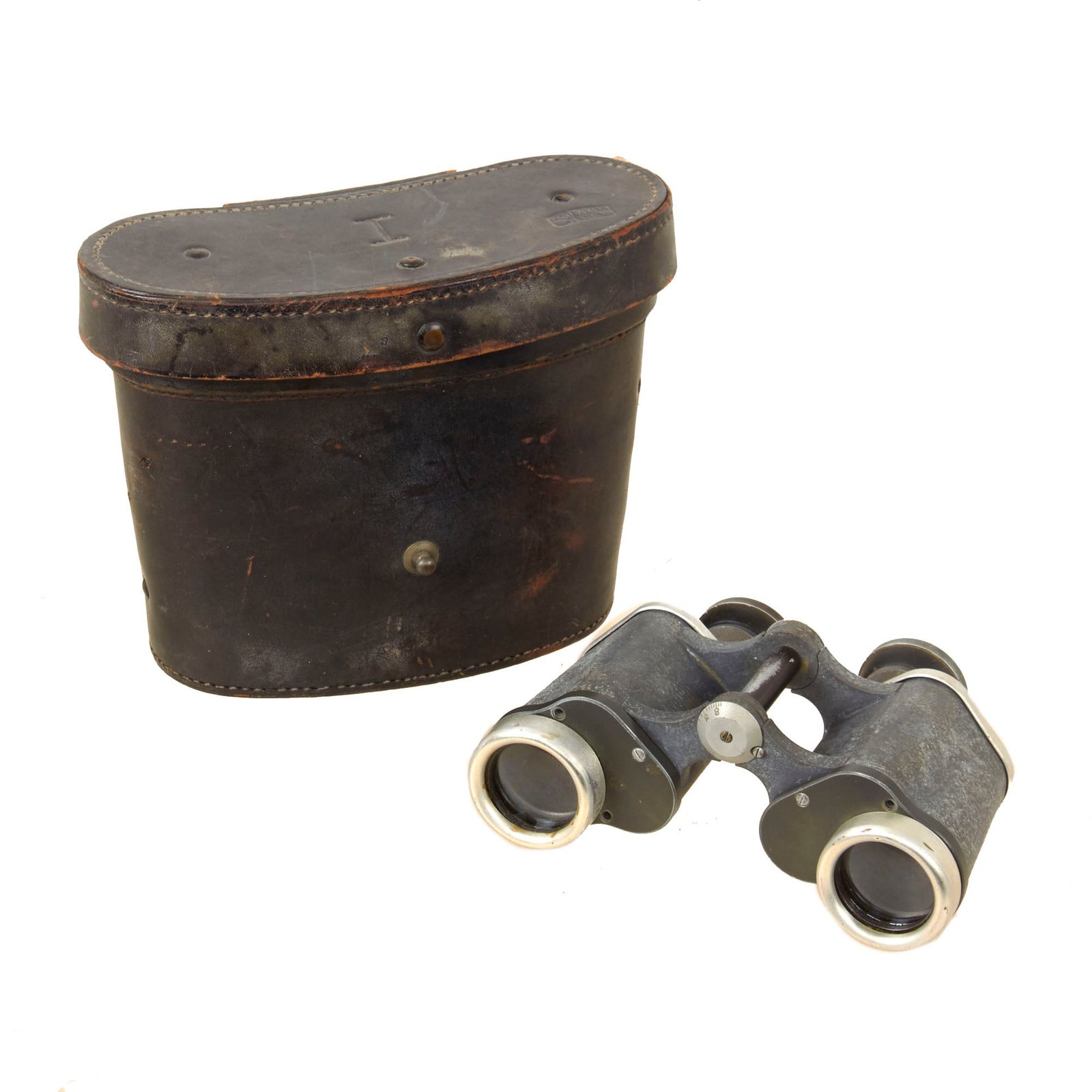 Original German WWII Kriegsmarine Marked Carl Zeiss Jena 6x30 Dienstglas Aluminum Binoculars with Leather Case
