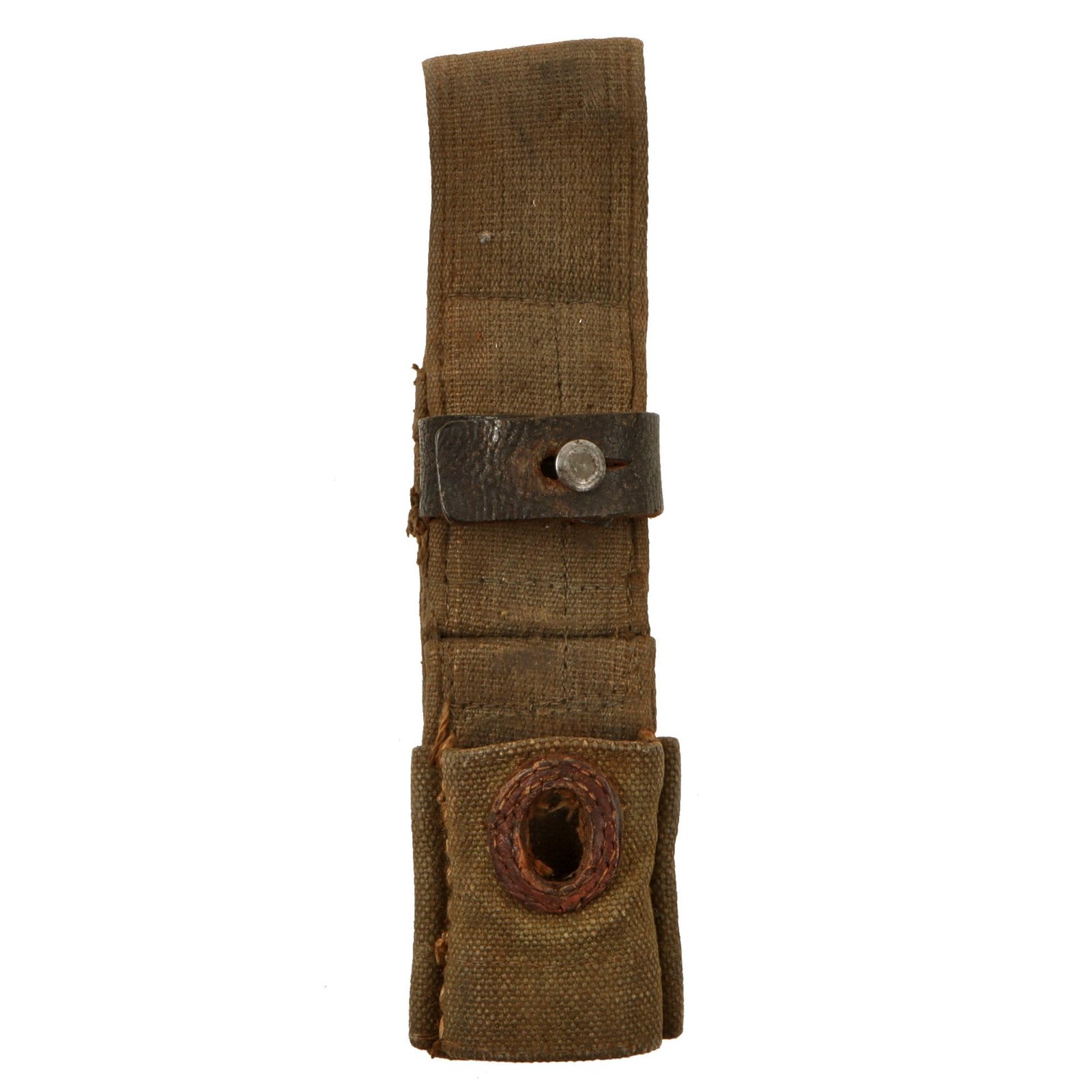 Original German WWII Late War "Last Ditch" Texled Canvas Pieces and Leather Bayonet Frog with Securing Strap