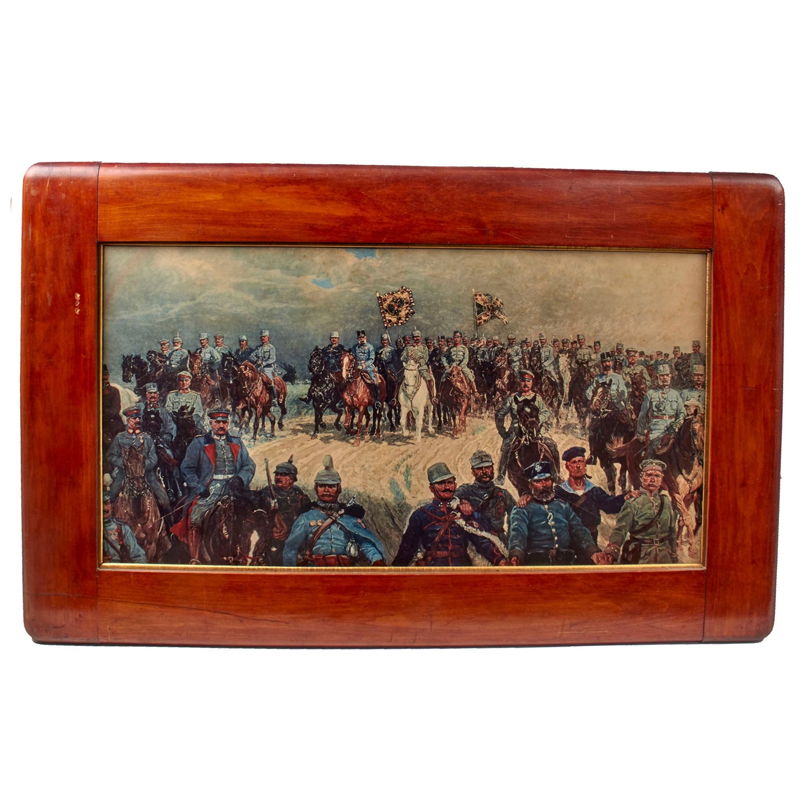 Original Austro-Hungarian WWI Framed Print of Franz Josef & German Kaiser Wilhelm II at the Front by Brüder Nedomansky of Wien - 23 ½ x 36 ½”