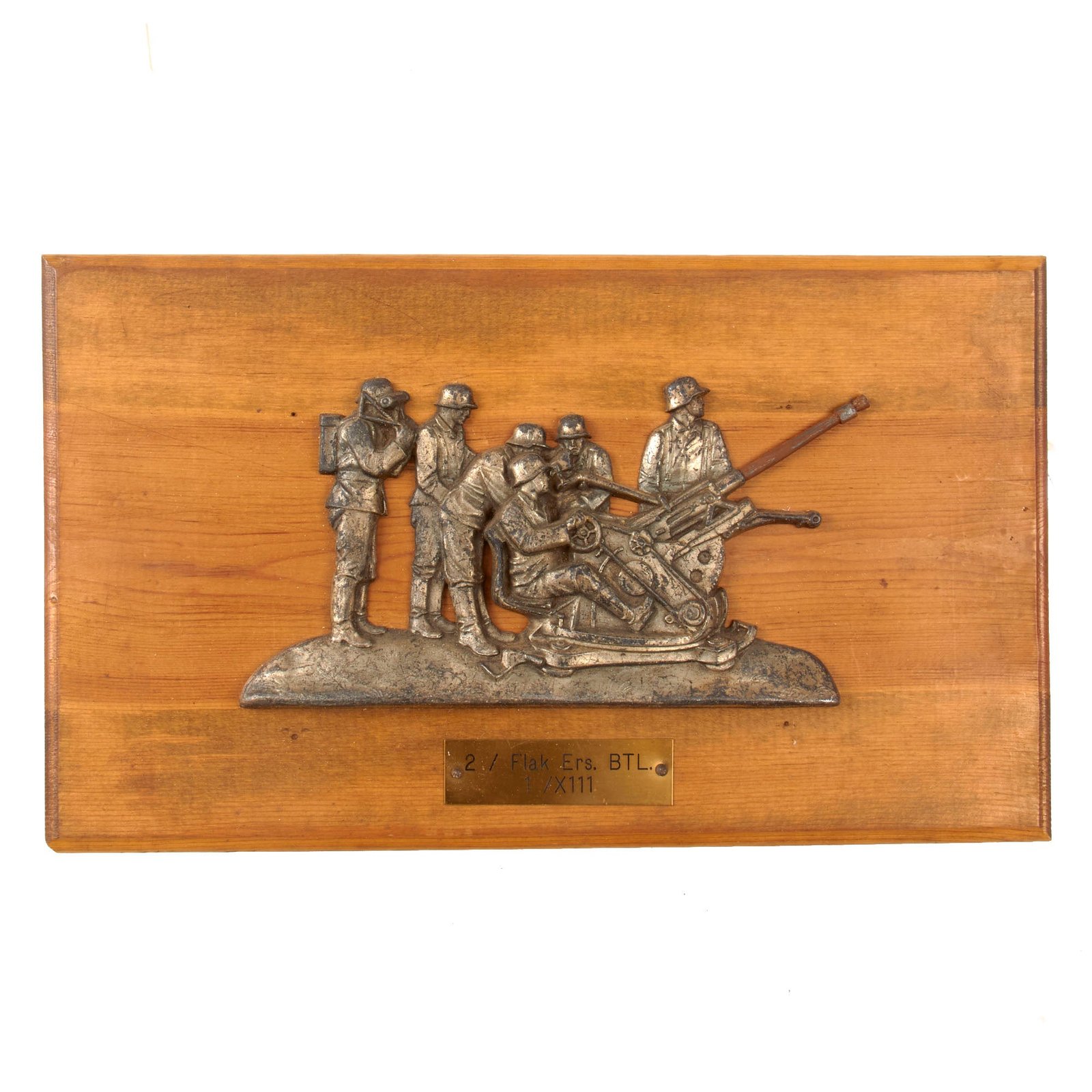 Original German WWII Flak Anti-Aircraft Artillery Unit Plaque - 2nd Battery Flak Replacement Battalion I / XIII - 15 1/2" x 9 1/4"
