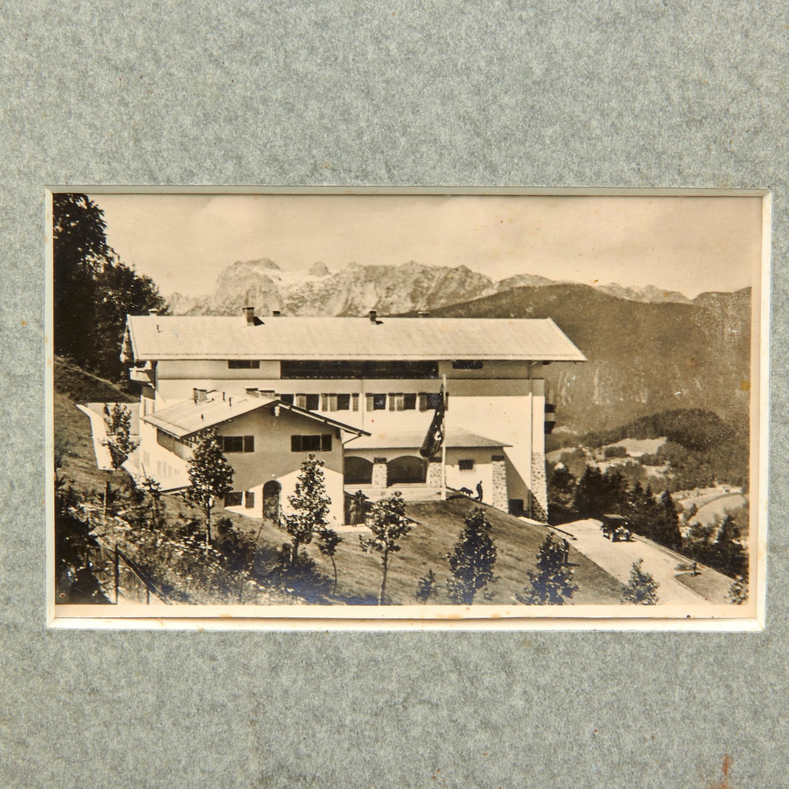 Original German WWII Period RPPC Real Photo Post Card of AH’s Retreat Berghof at Berchtesgaden in Period Frame - 16 ¼ x 17 ¾”