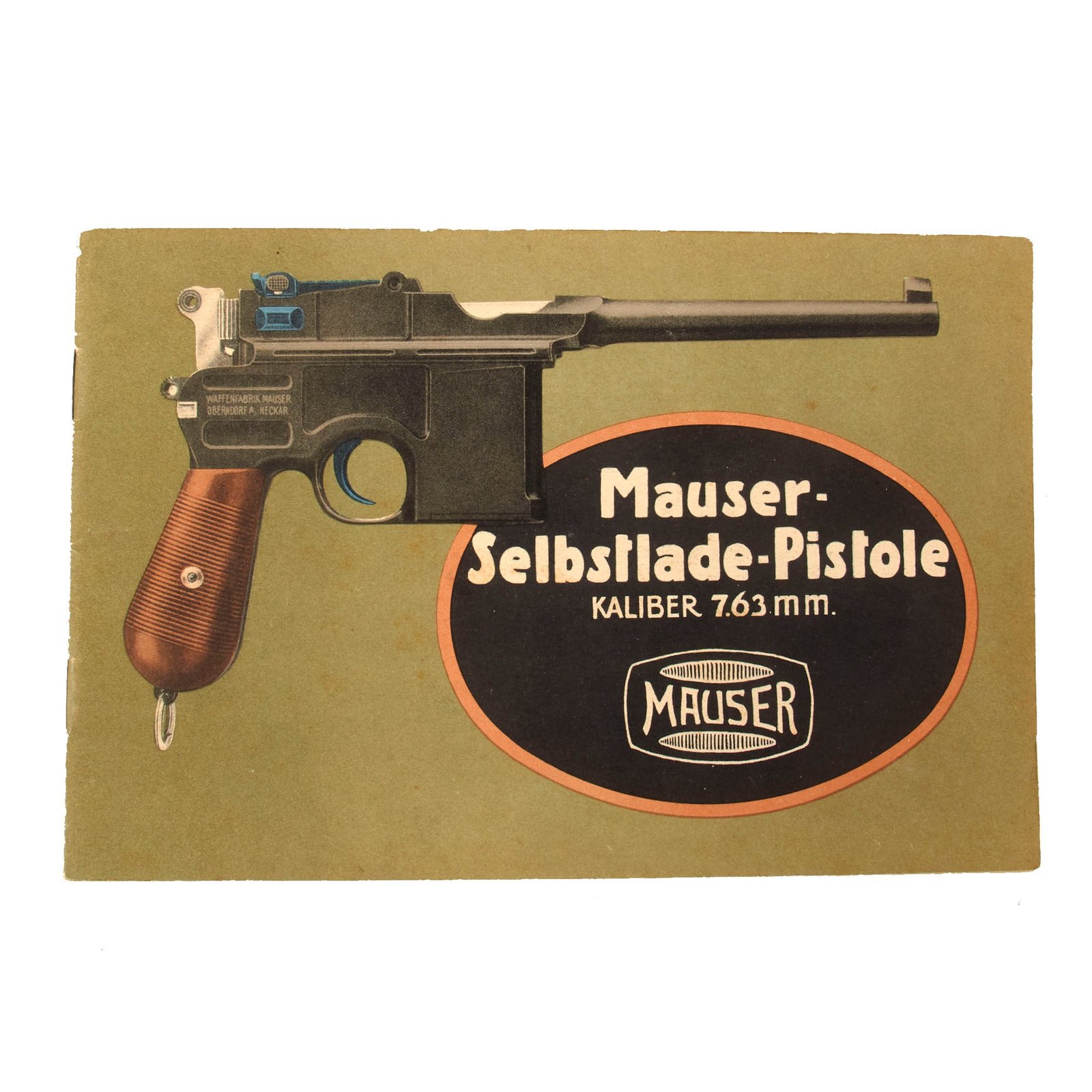 Original German Pre-WWII Mauser Model 1896 Broomhandle 7.63mm Pistol Manual - 30 Pages - Circa 1930s