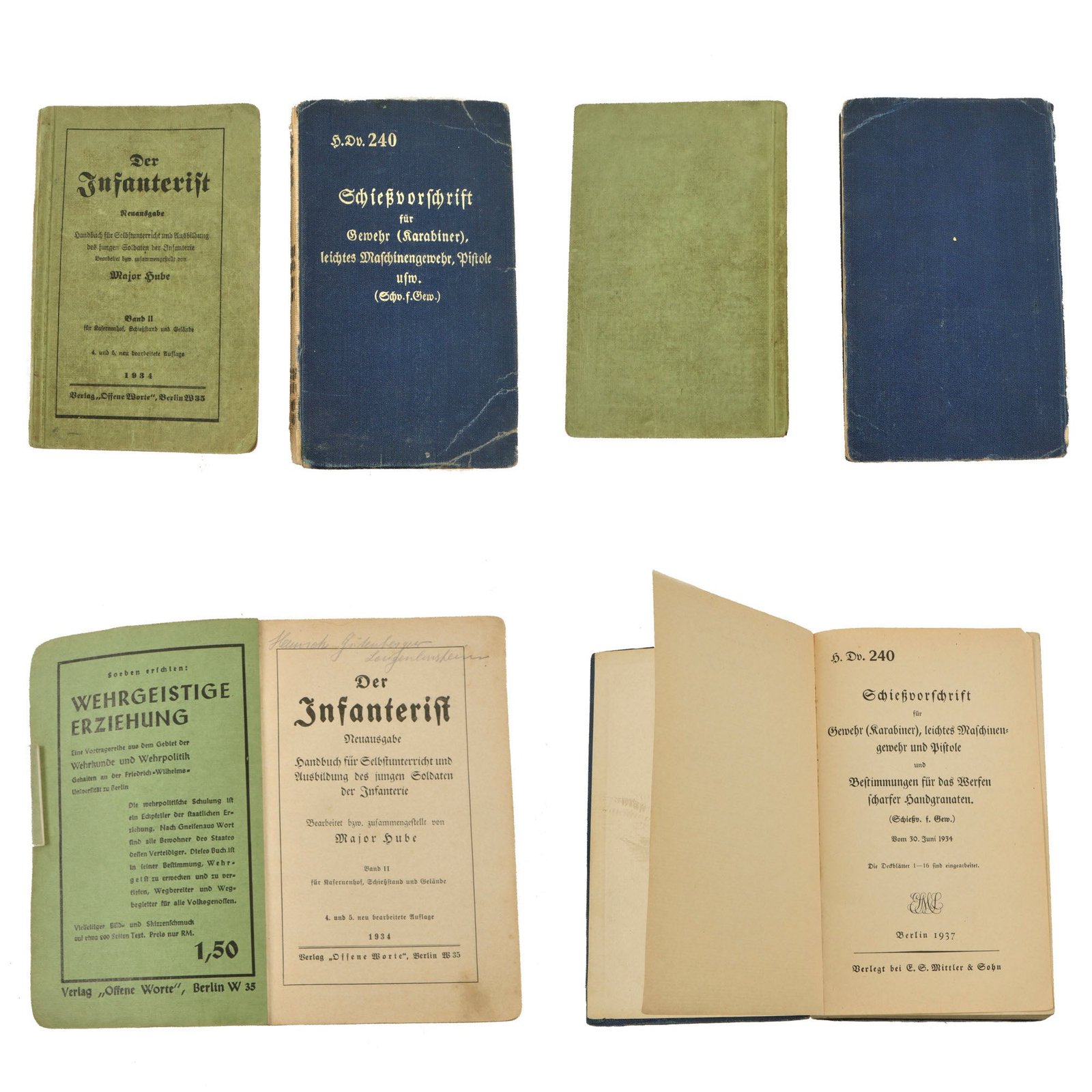 Original German Pre WWII Heer Army Infantry Book Set - The Infantryman Handbook and H.Dv. 240 Field Shooting Manual