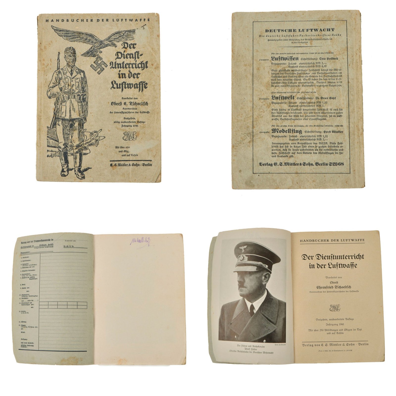Original German WWII Luftwaffe Airforce Field Manual Handbook - Service Training in the Luftwaffe 1941 Edition