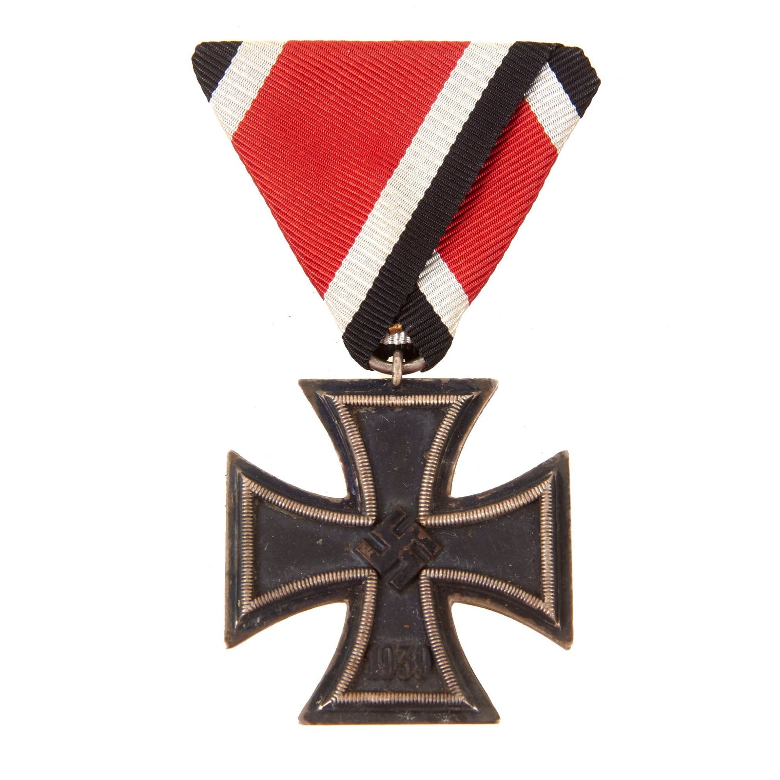 Original German WWII Wehrmacht Iron Cross 2nd Class 1939 with Austrian Style Ribbon - Unmarked - EKII