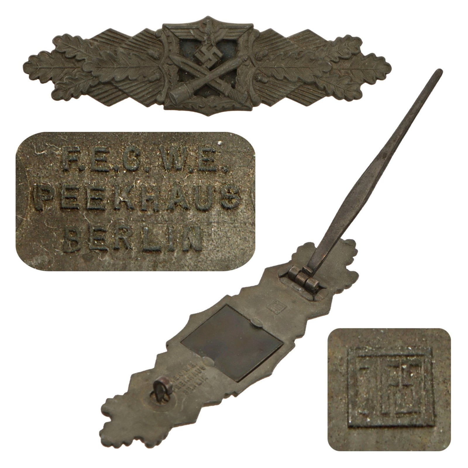 Original German WWII Close Combat Clasp in Bronze by Josef Feix & Söhne of Gablonz