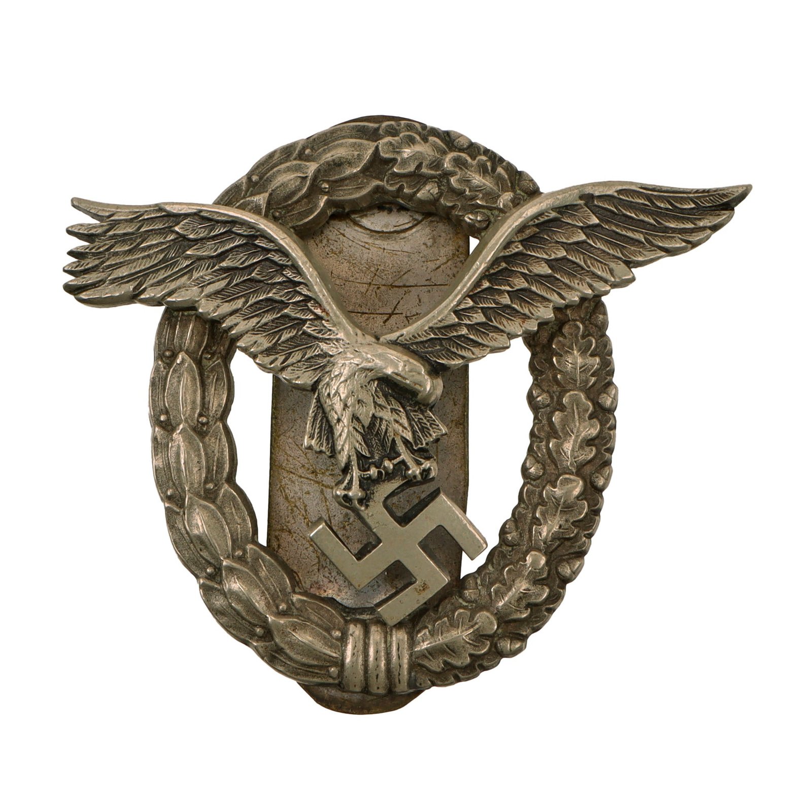 Original German WWII Early Tombak Luftwaffe Pilot's Badge Period Modified with Backing Plate - Flugzeugführerabzeichen