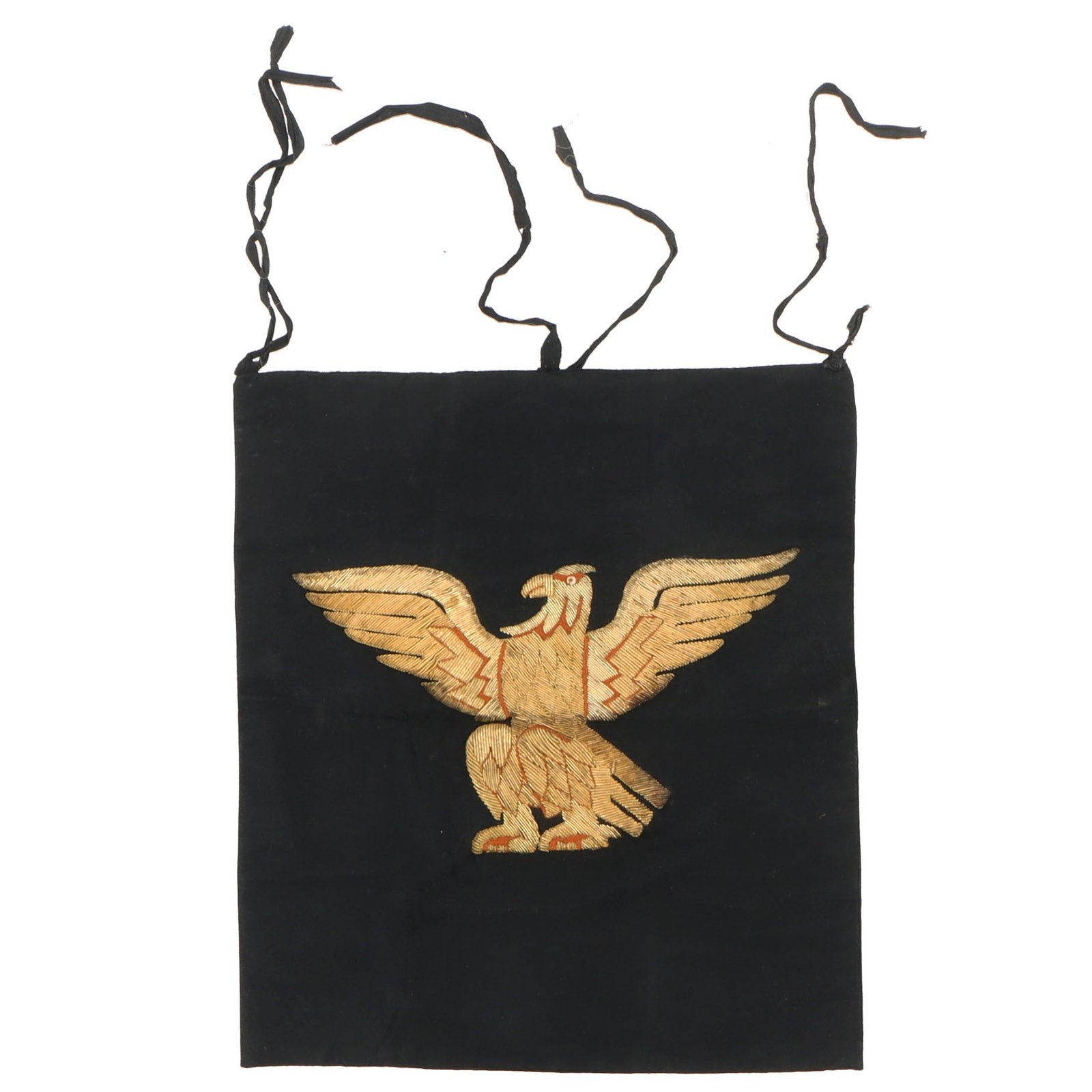 Original Italian WWII Fascist Trumpet Banner with Gold Bullion Embroidered Eagle
