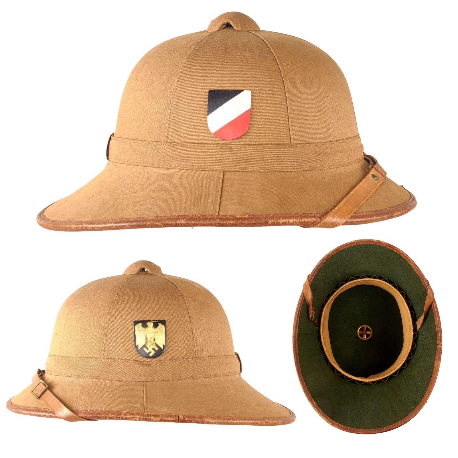 Original German WWII First Model DAK Kriegsmarine Afrikakorps Sun Helmet in Size 57