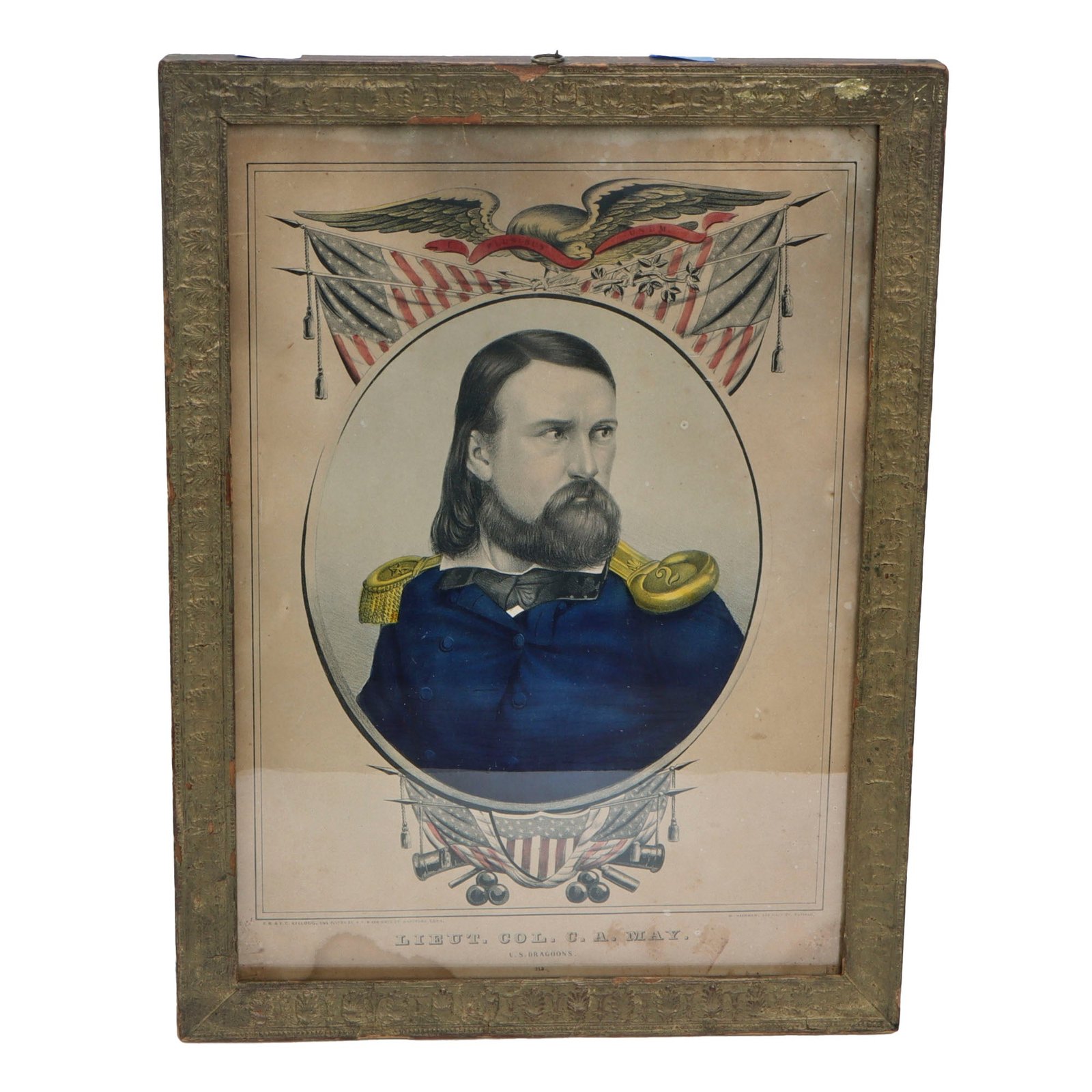 Original U.S. Mexican-American War Framed Lithograph of 2nd Dragoons Lieut. Col. Charles Augustus May - Hero of the Battle of Resaca de la Palma - 11½ x 15½” - Very Rare
