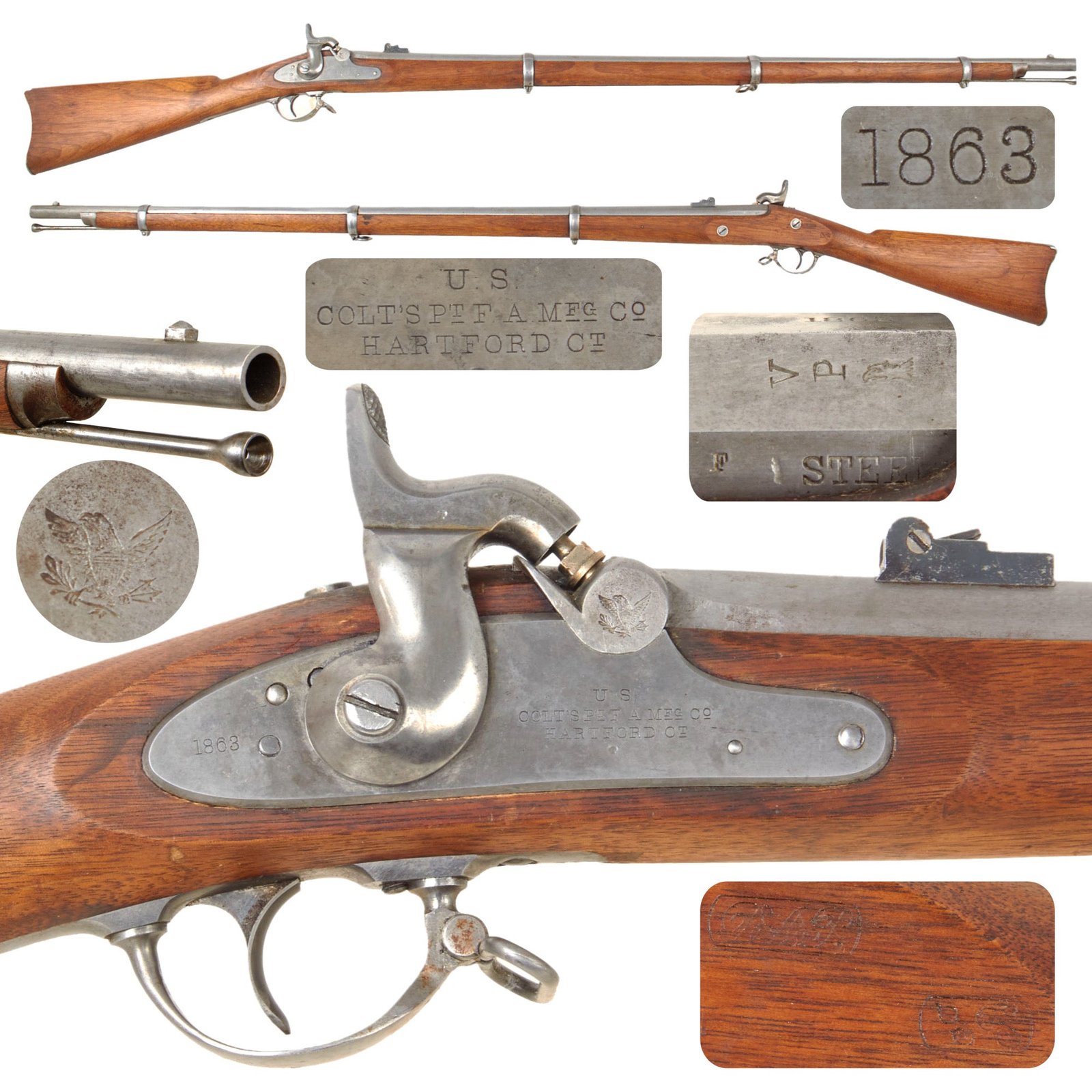 Original U.S. Civil War Museum Grade Colt Hartford "Special Model 1861" Springfield Rifled Musket with Inspector Cartouches - dated 1863