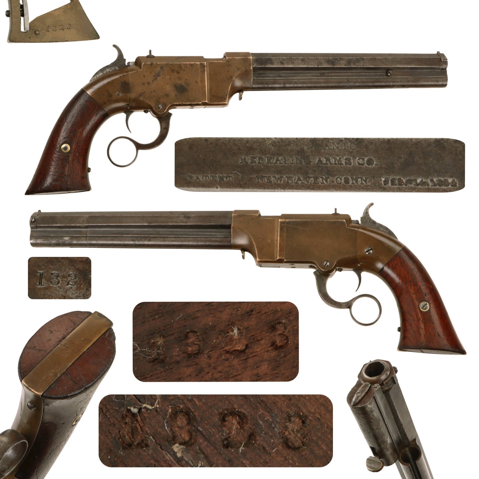 Original U.S. Civil War Rare Volcanic Repeating Arms Co. .41cal No. 2 Navy Holster Pistol with 8” Barrel Serial 1323 - Made Circa 1857