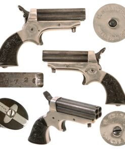 Original U.S. Sharps Model 1A .22 Rimfire 4 Barrel Pepperbox Pistol with Fully Intact Nickel Plating and Ornate Gutta Percha Grips - Serial 55760