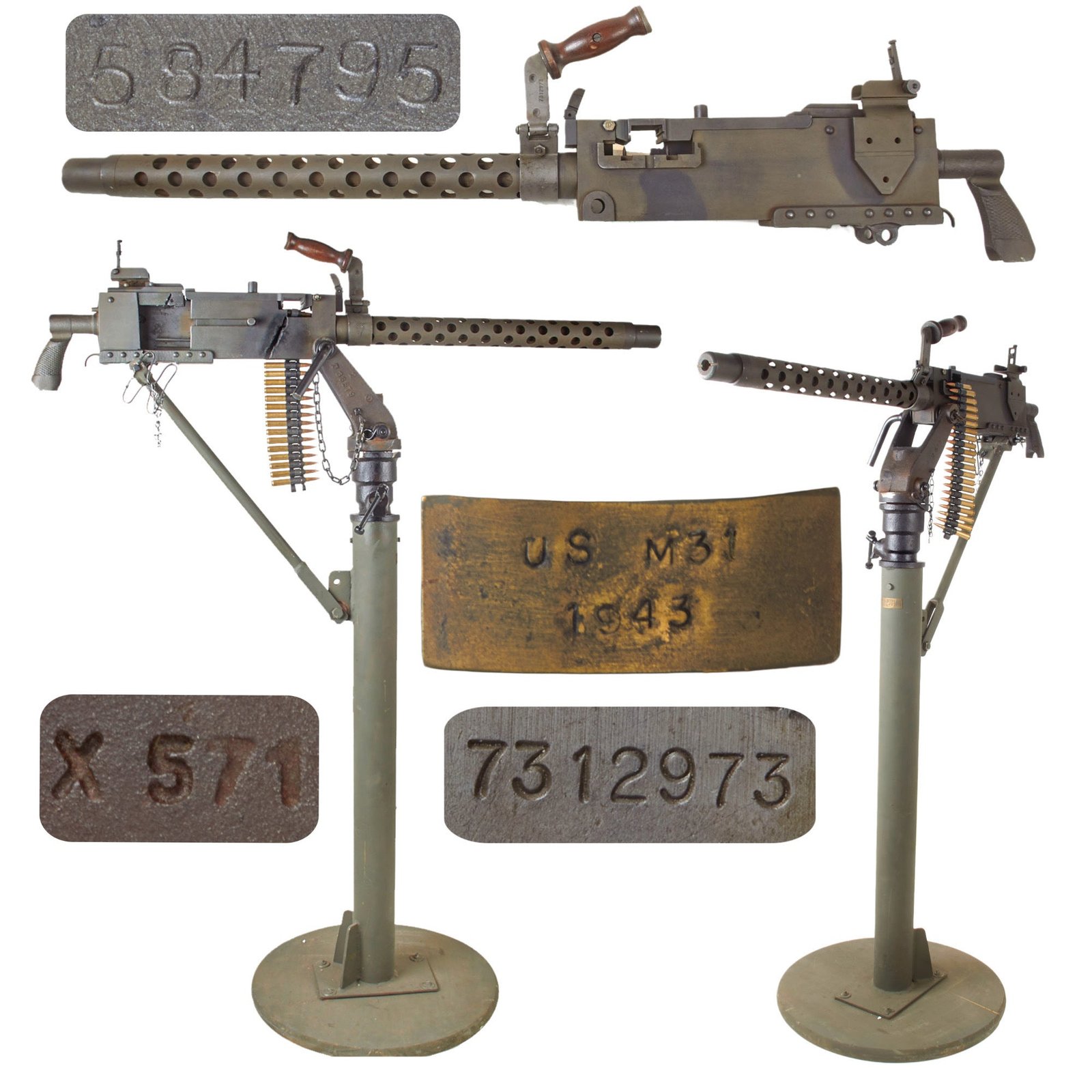 Original U.S. WWII Browning .30 Caliber M1919A4 Display Machine Gun with Custom Made M25 Vehicle Pedestal Mount