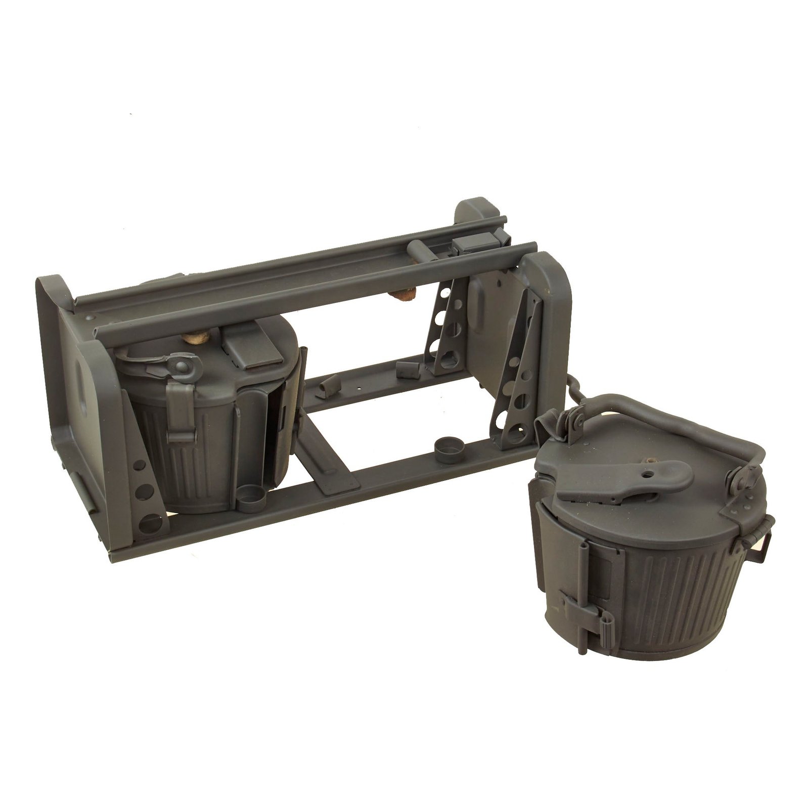 Original German WWII MG 34 / 42 Basket Belt Carriers in 1943 Dated Transport Frame - Repainted