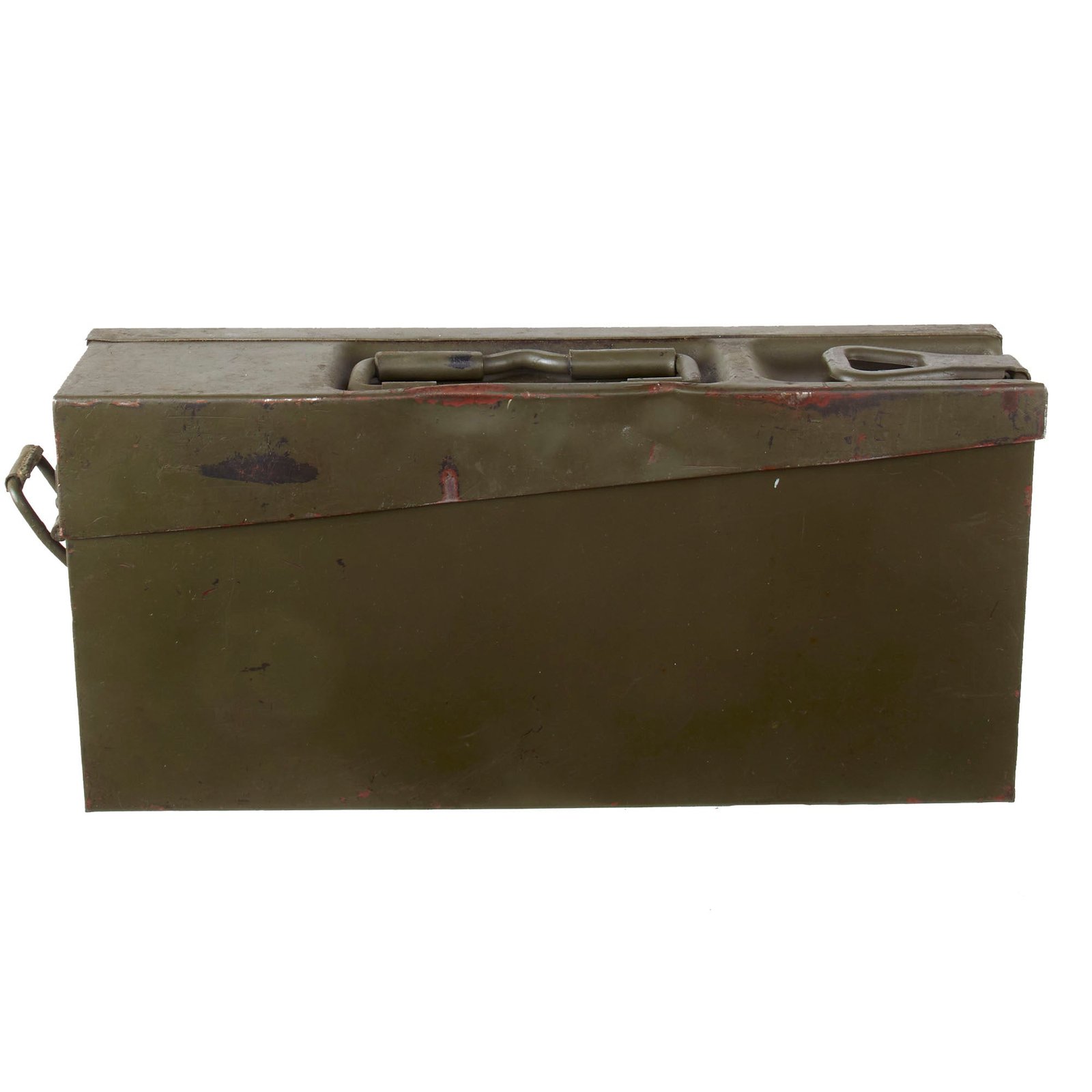 Original German WWII MG 34/42 Patronenkasten 34 Steel Ammunition Can Modified for Longer Cartridges - 1941 Dated