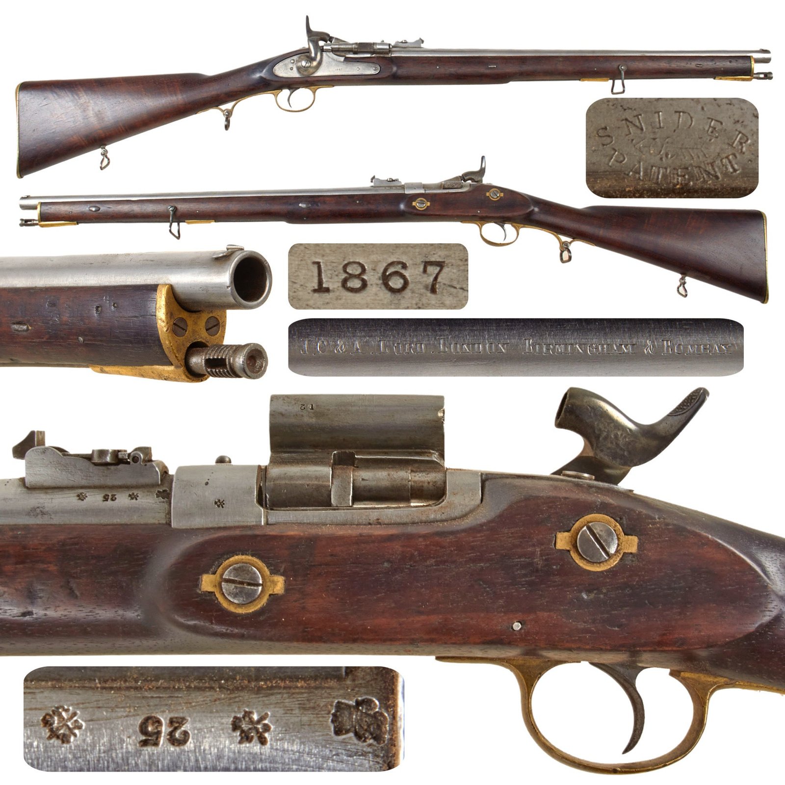 Original British Snider Mk.II Cavalry Carbine by J.C. & A. Lord Dated 1867 Restocked in Nepal with Figured Stock
