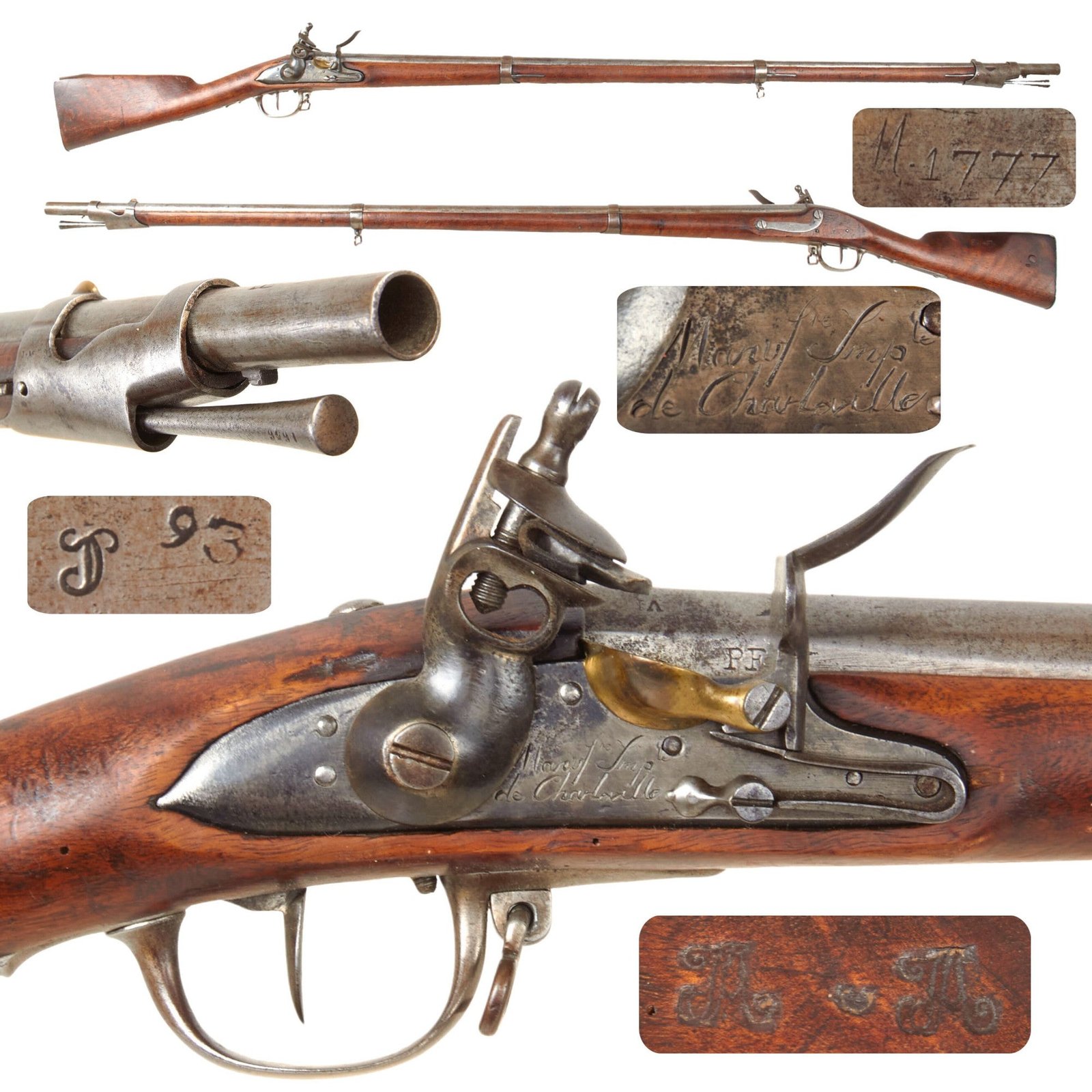 Original French Napoleonic Modèle 1777 Corrigé en l'an IX Flintlock Musket by Charleville Arsenal with Stock Markings