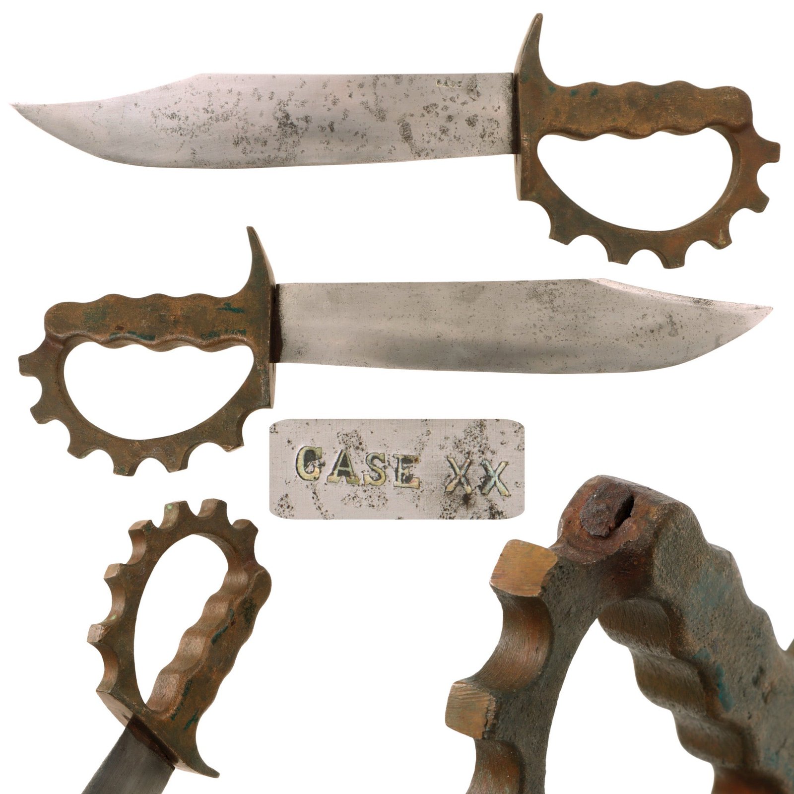Original U.S. WWII 1st Battalion Ranger Aussie Large Cog Guard Knuckle V44 Bowie Fighting Knife