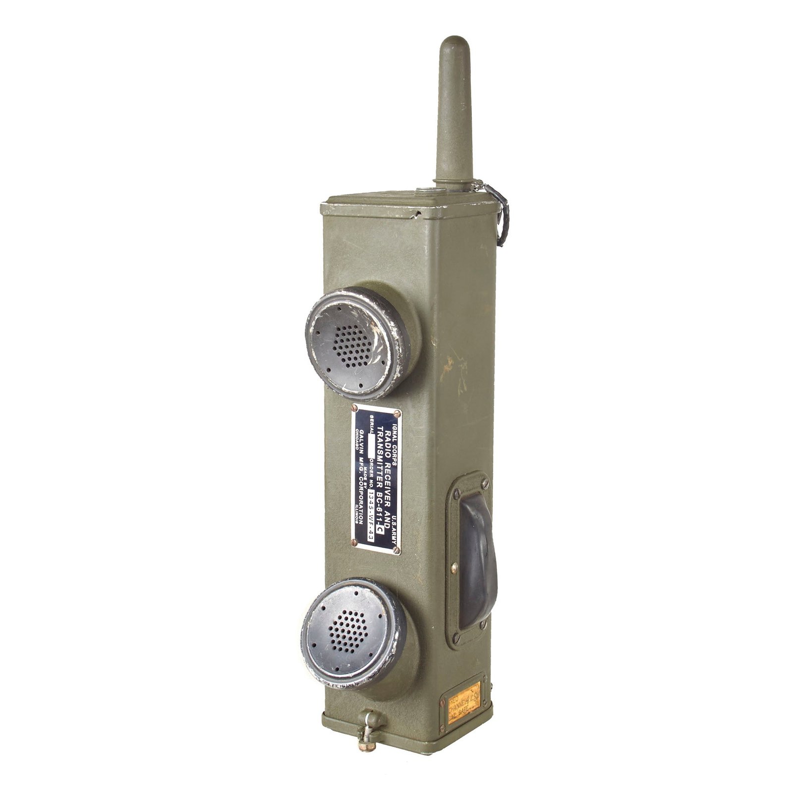 Original U.S. WWII Handie Talkie SCR-536 Radio Transceiver BC-611-C - Dated 1943