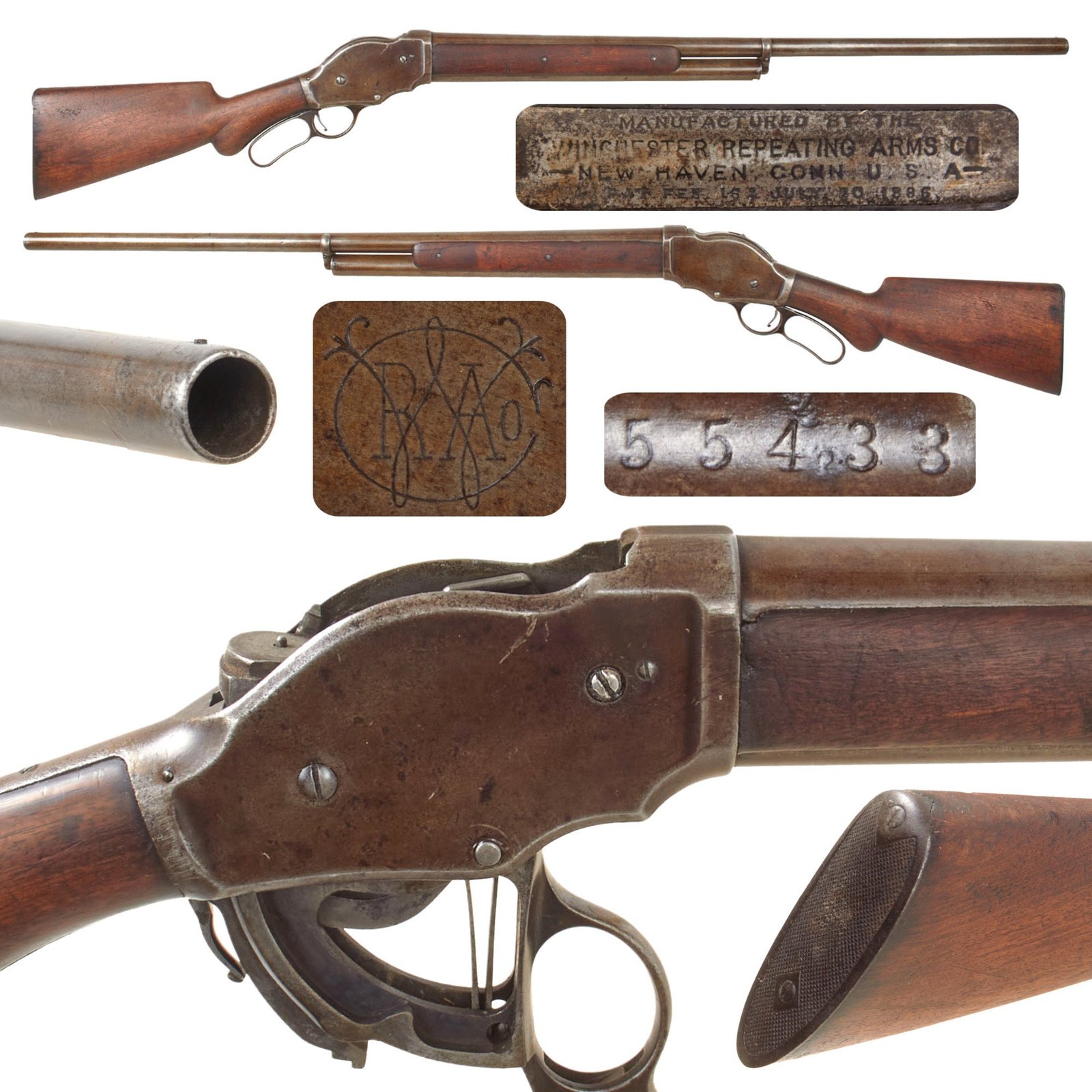 Original U.S. Winchester Model 1887 Lever Action 10ga. Shotgun with Special Order 32" Barrel Made in 1894 - Serial 55433