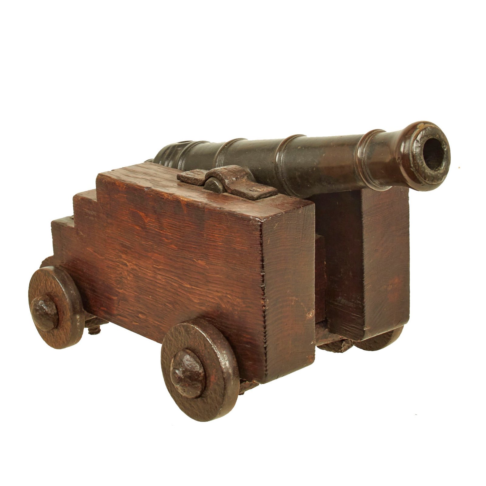 Buy Original British Napoleonic Bronze Signal Cannon with Proof Markings on Oak Naval Carriage Marked No.2 Dublin Castle | Original Firearms Antique For Sale