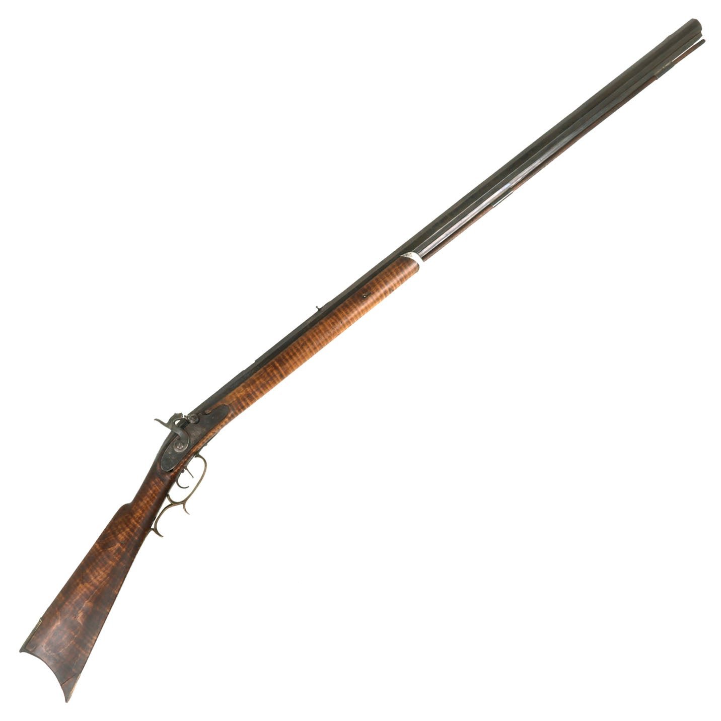 Buy Original U.S. Pennsylvania Percussion Rifle with Set Trigger & Flamed Maple Stock - Circa 1840 | Original Firearms Antique For Sale